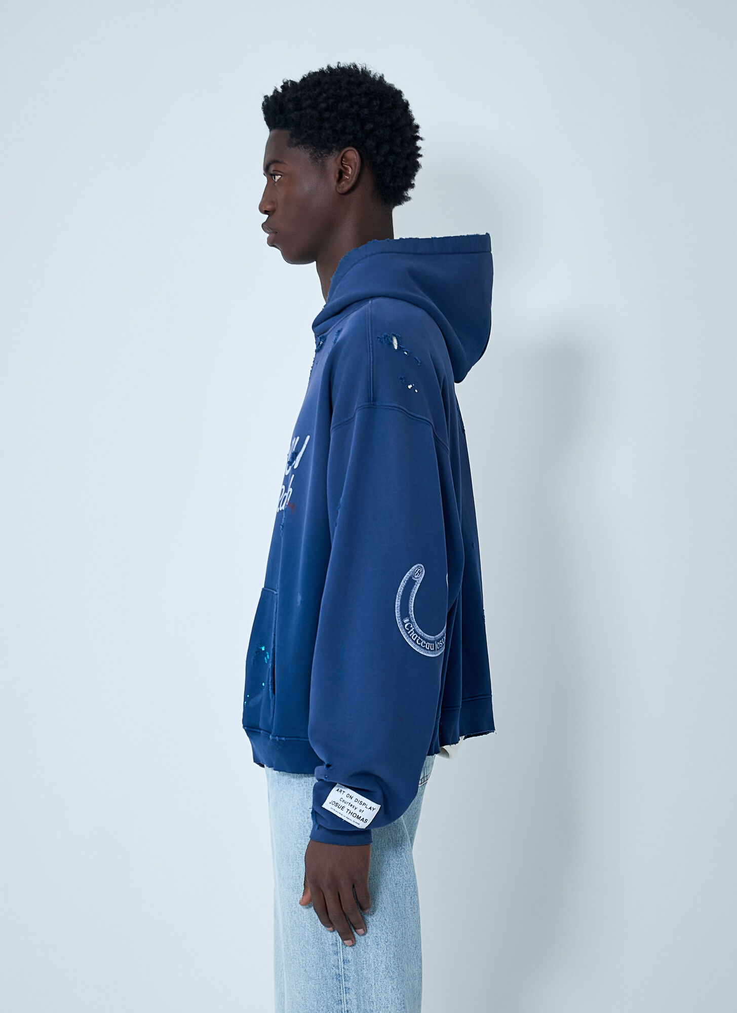  Gallery Dept. Gallery Dept. Distressed Chateau Raunch Hooded Sweatshirt - Mann Sweatshirts Navy L 