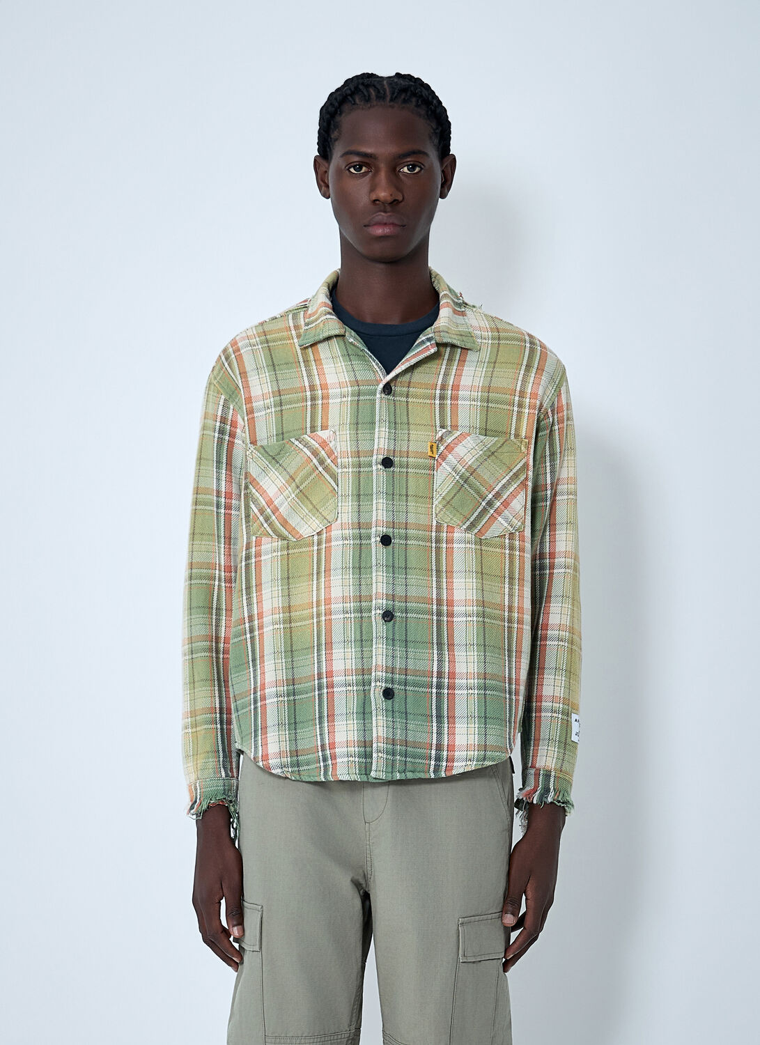 Gallery Dept. Mens Light Green Marley Plaid-print Cotton Flannel Shirt In Green