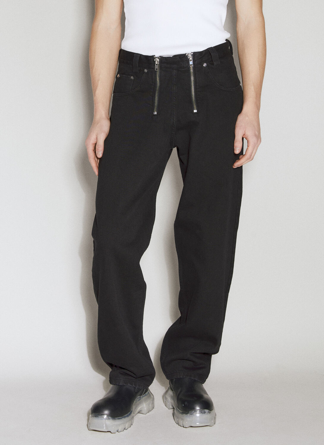 Shop Gmbh Double-zip Jeans In Black