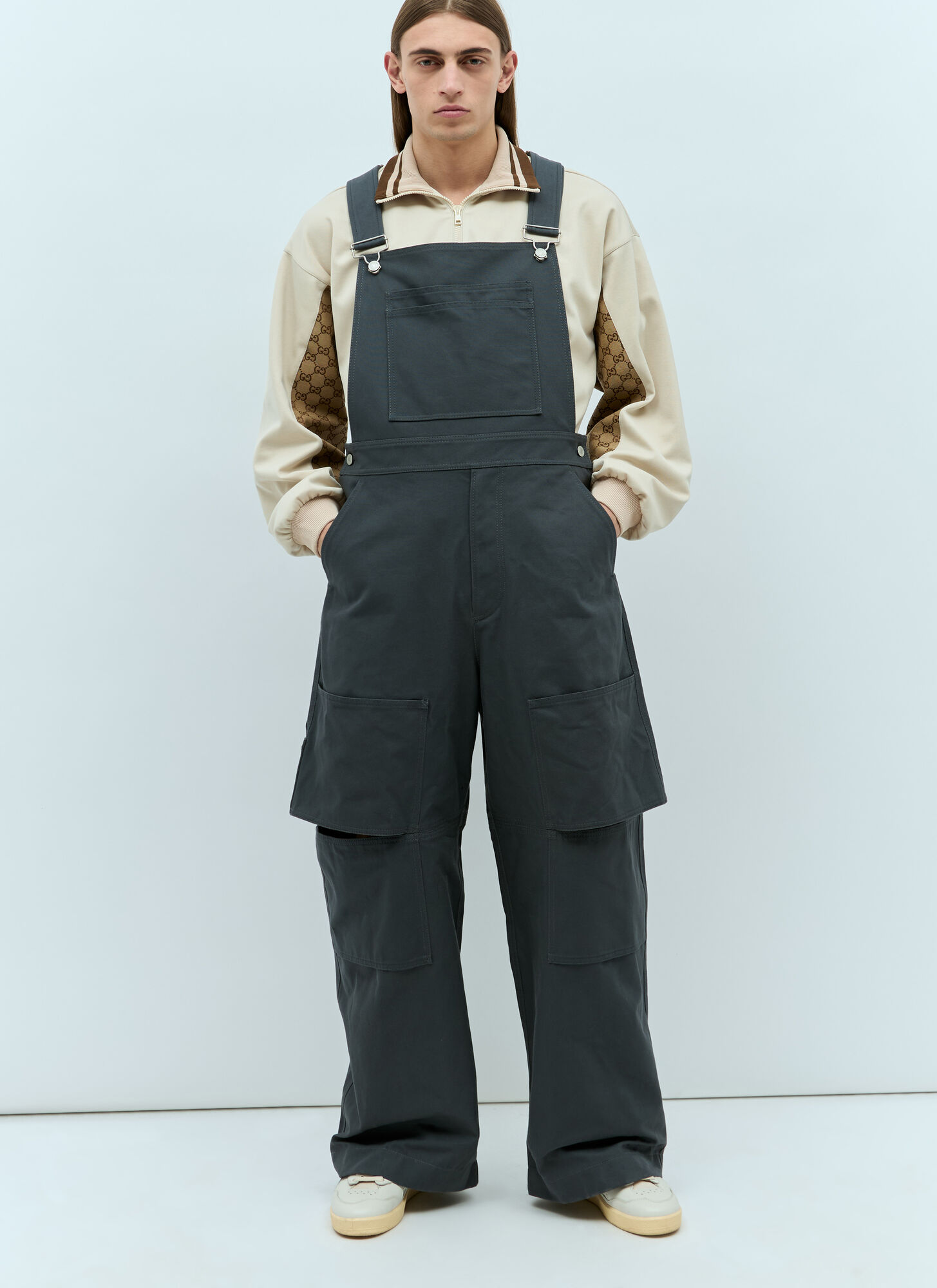  Gucci Gucci Logo Patch Dungarees - Mann Hosen Grey It - 48 
