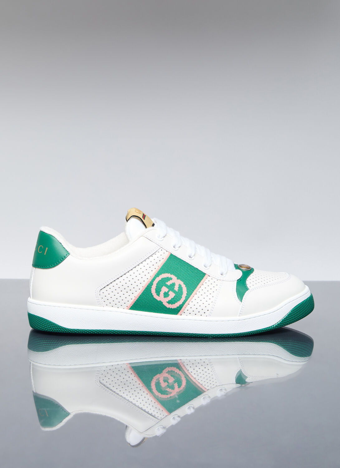 Shop Gucci Interlocking G Leather Sneakers In White