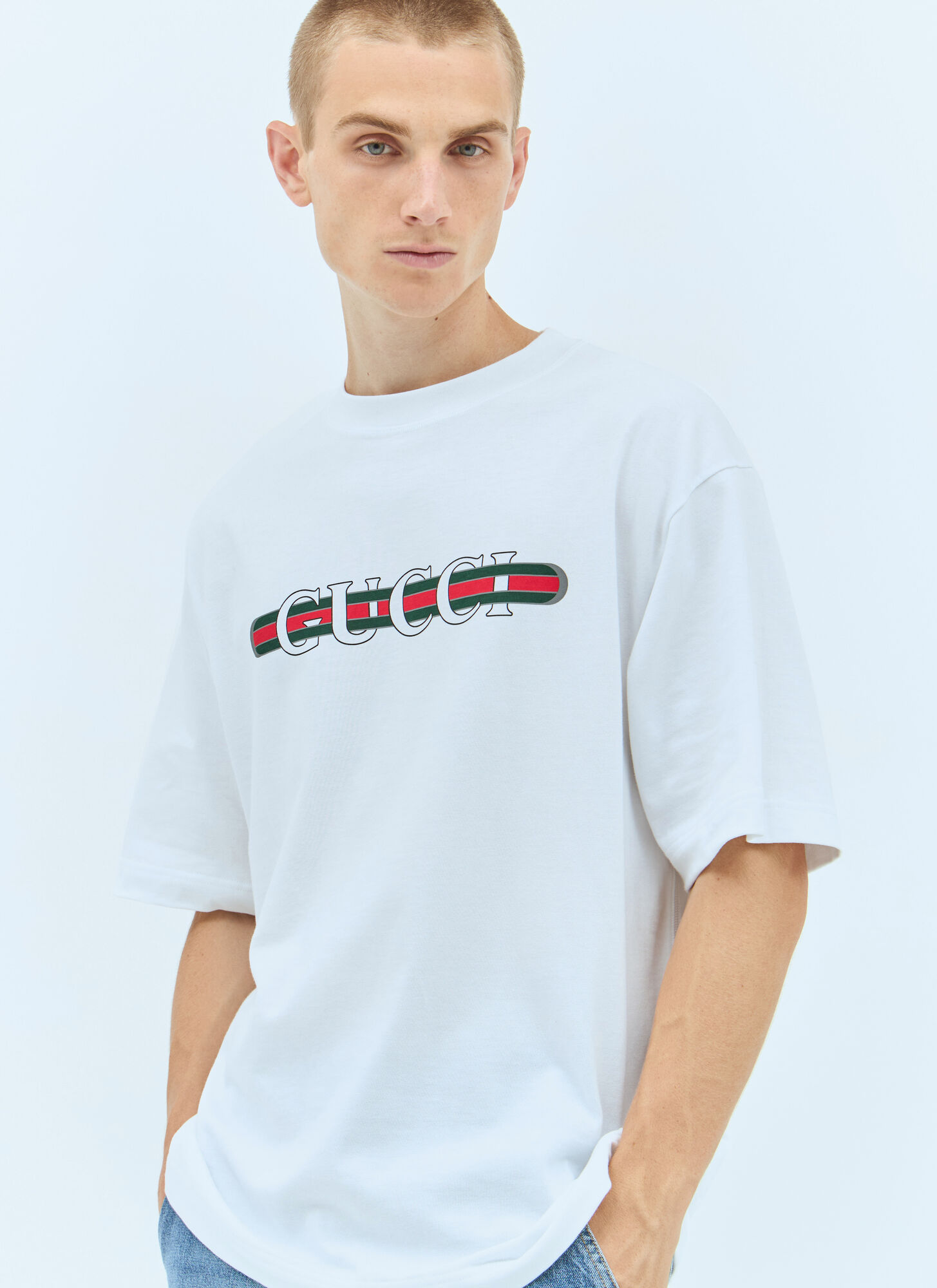 Gucci Men Cotton Jersey T-shirt With Print In White