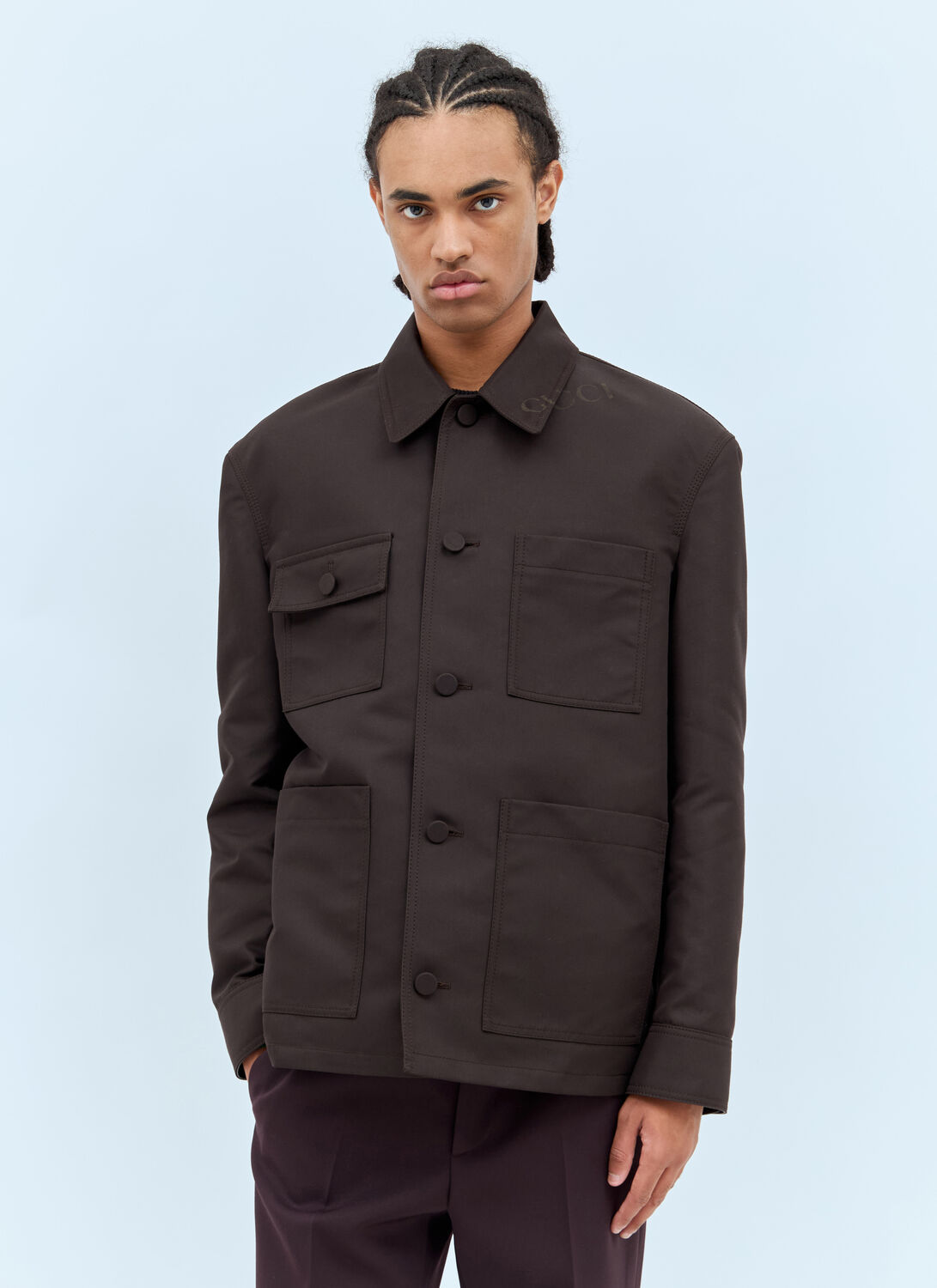 Gucci Men Technical Cotton-blend Jacket In Brown