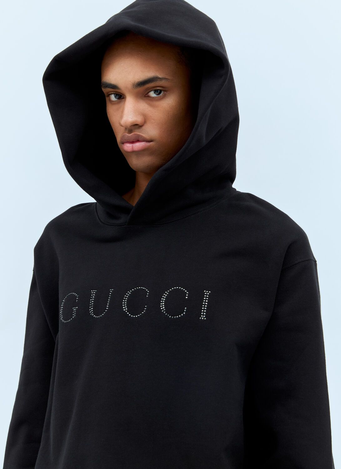 GUCCI CRYSTAL LOGO HOODED SWEATSHIRT