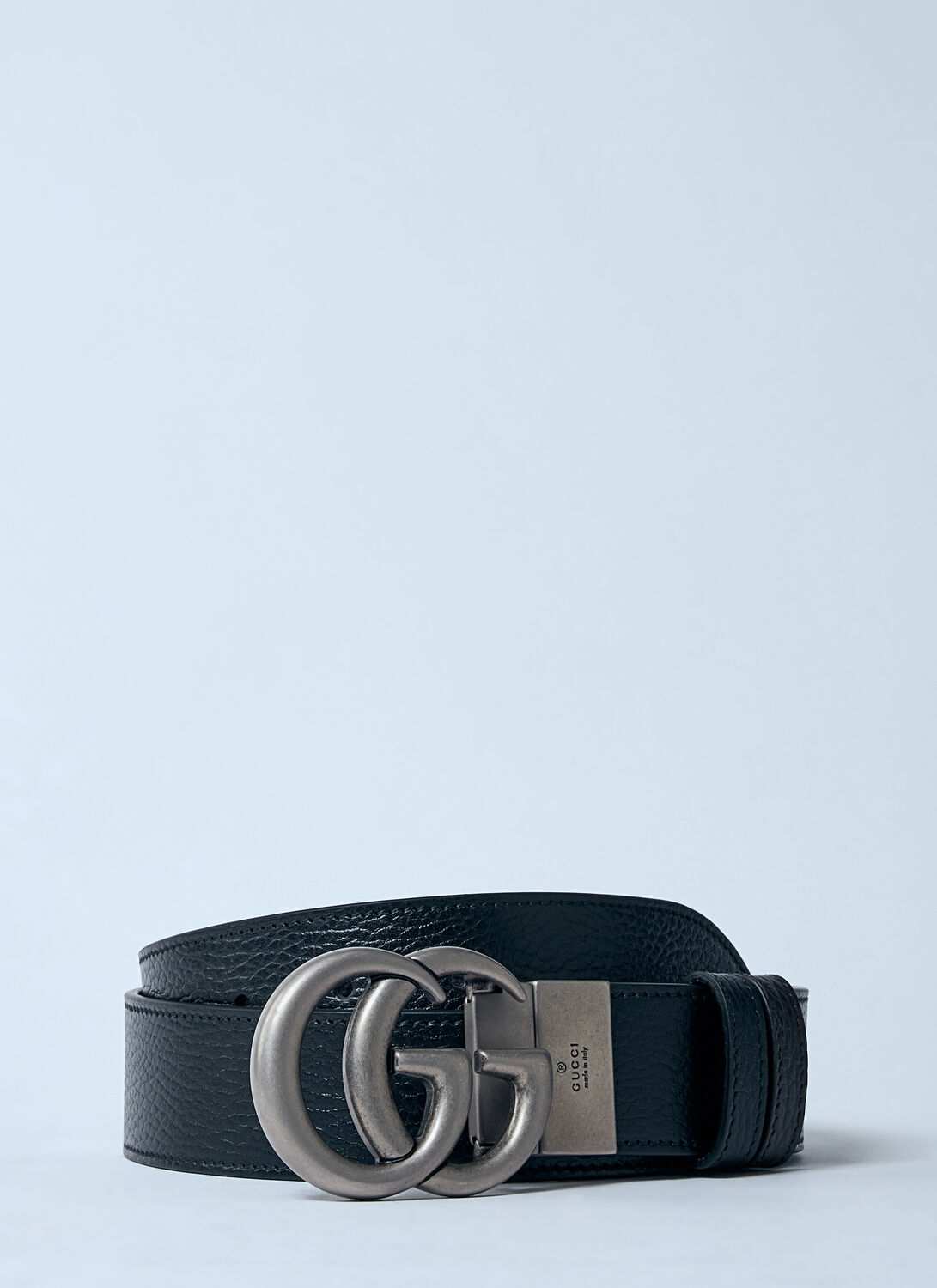 Gucci Leather Belt With Double G Buckle In Black