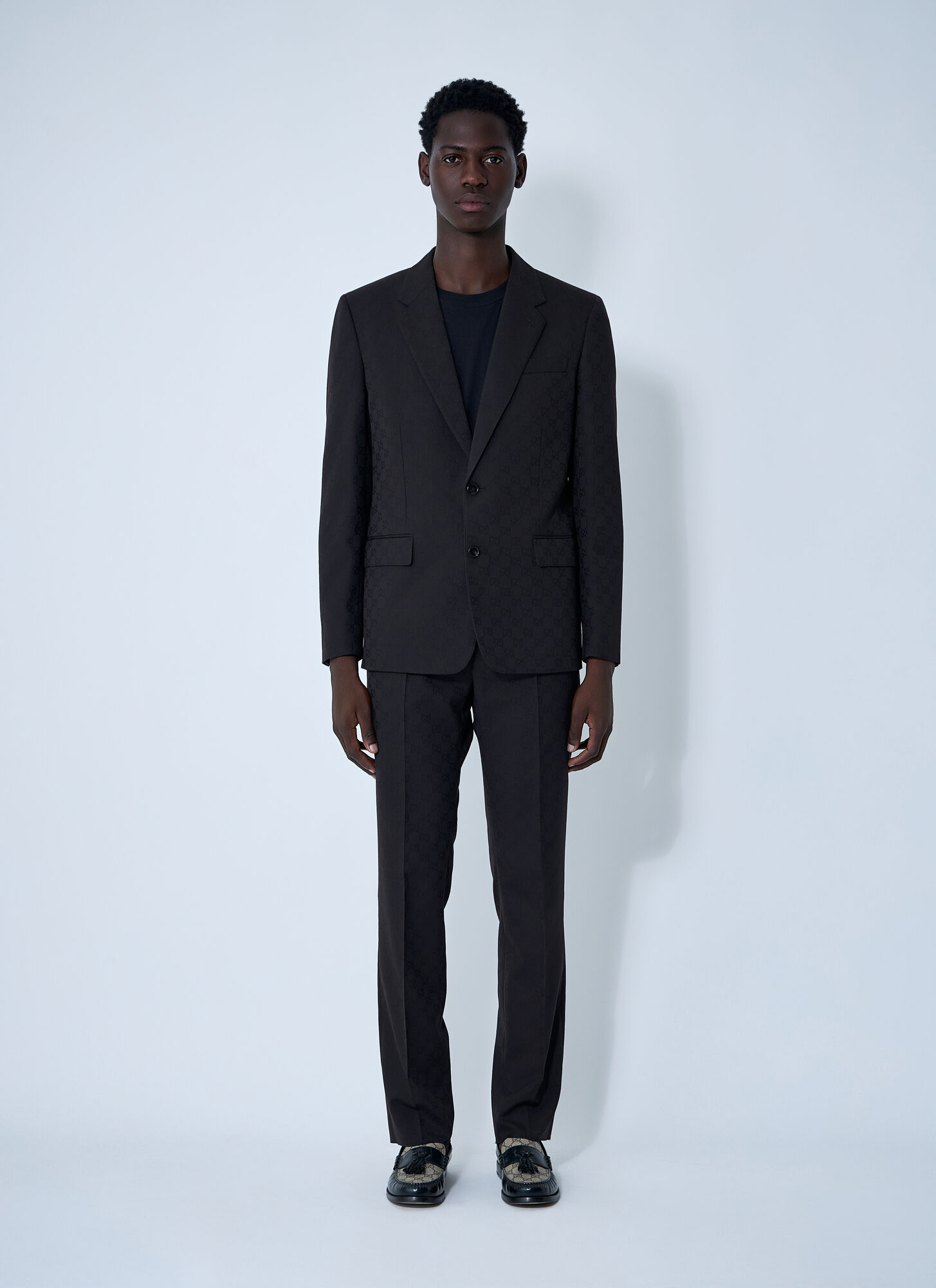 Gucci Men Gg Wool Jacquard Suit In Black