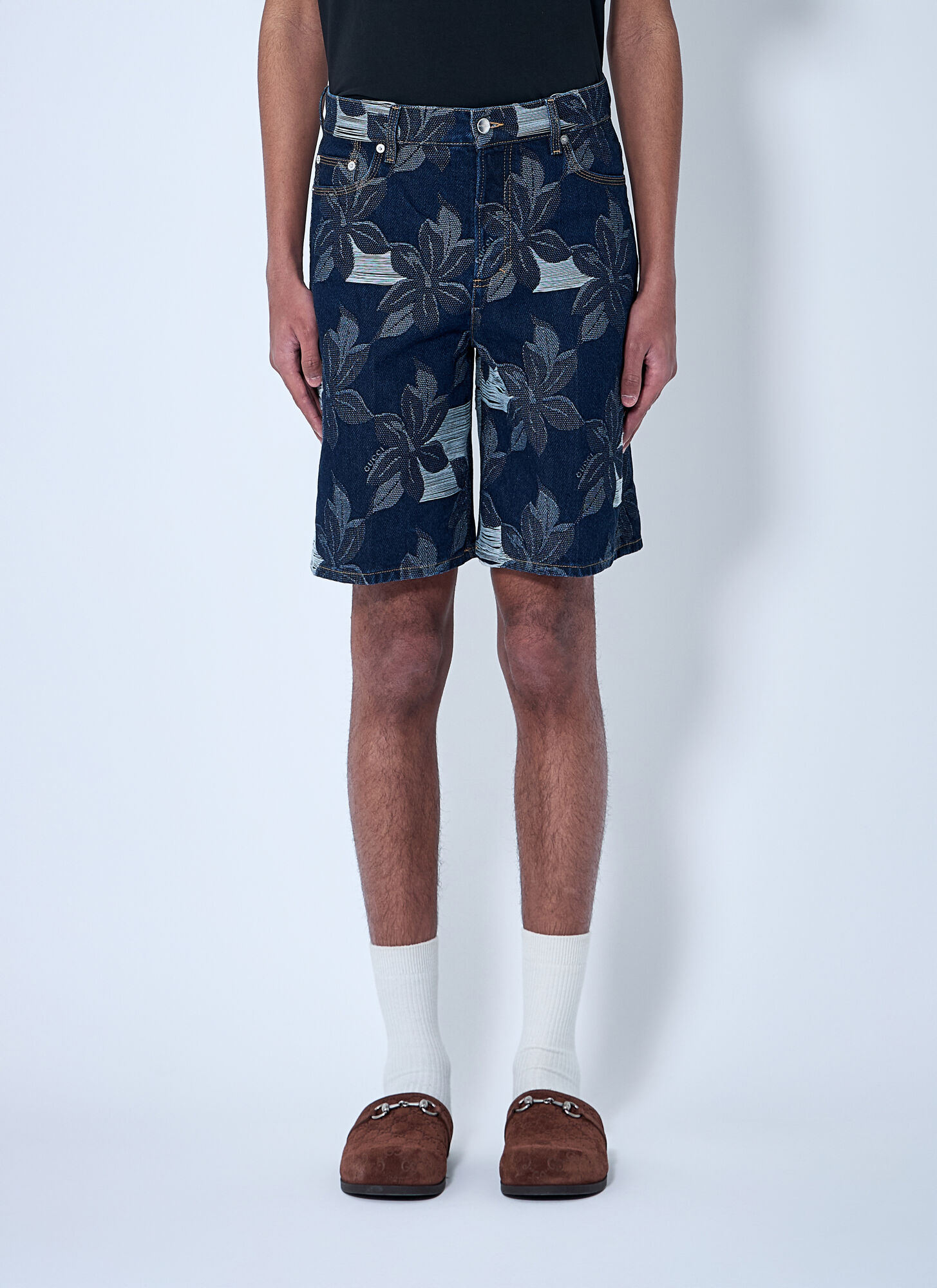 GUCCI Gucci Denim Jacquard Shorts - Man Shorts Blue 30　グッチ デニム ジャカード ショーツ - メンズ ショーツ ブルー 30