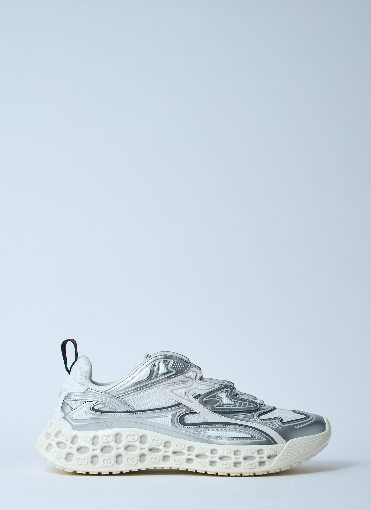 Gucci Two-tone Mesh And Rubber Cub3d Sneakers In Silver