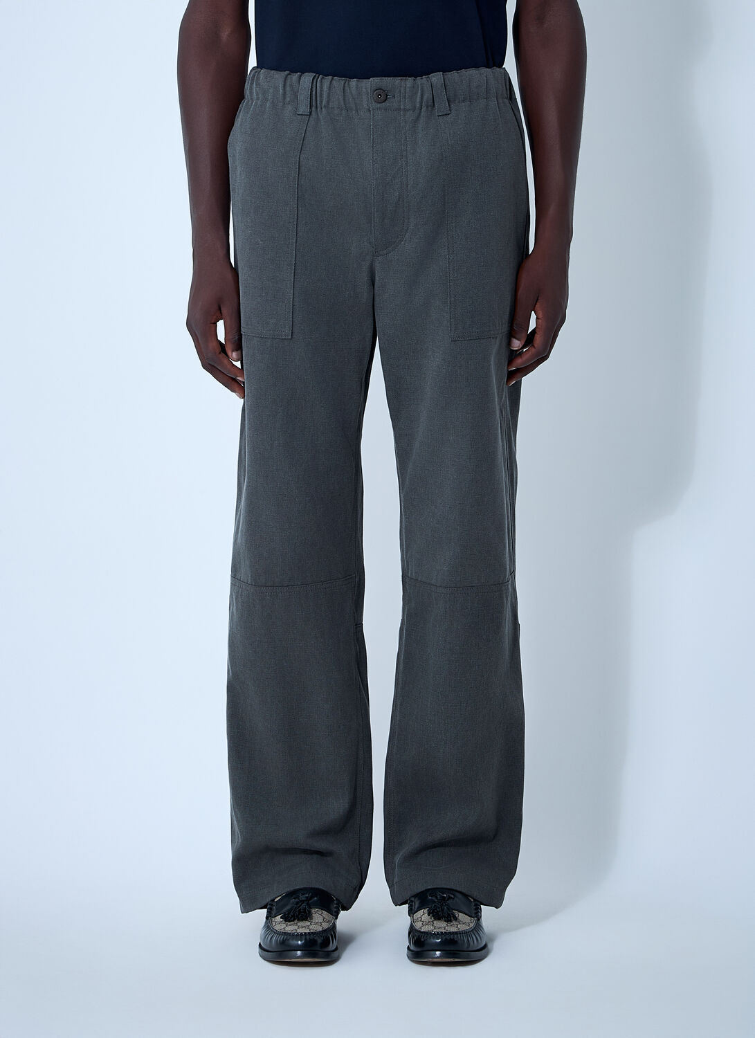 Gucci Men Faded Canvas Pants In Black