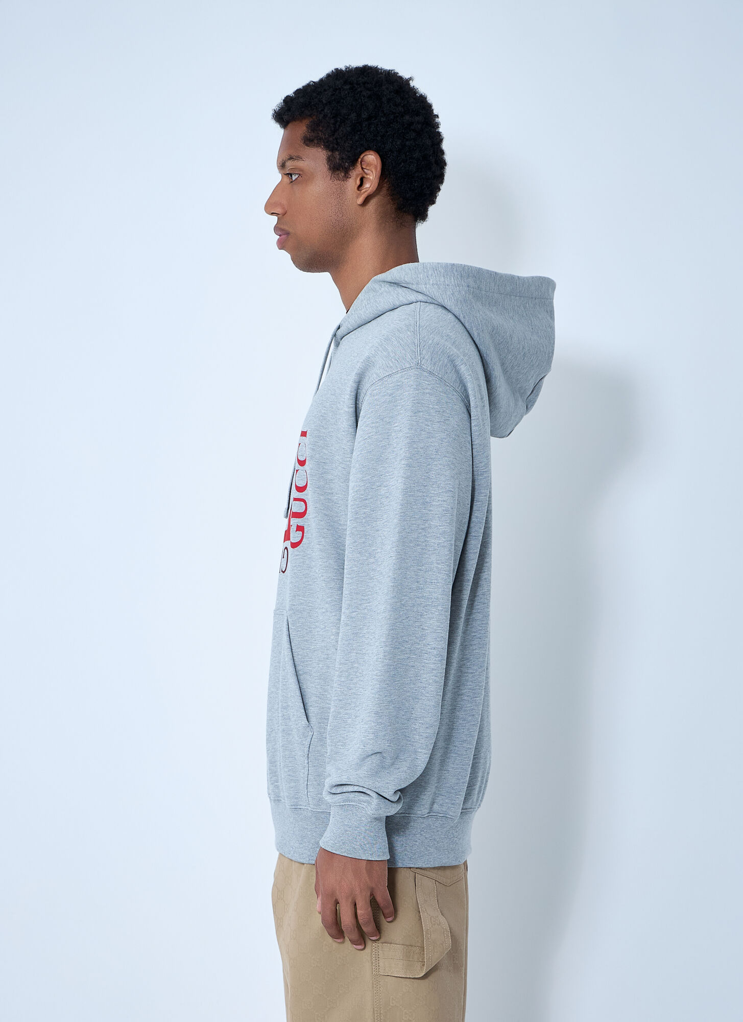  Gucci Gucci Logo Motif Hooded Sweatshirt - Mann Sweatshirts Grey M 