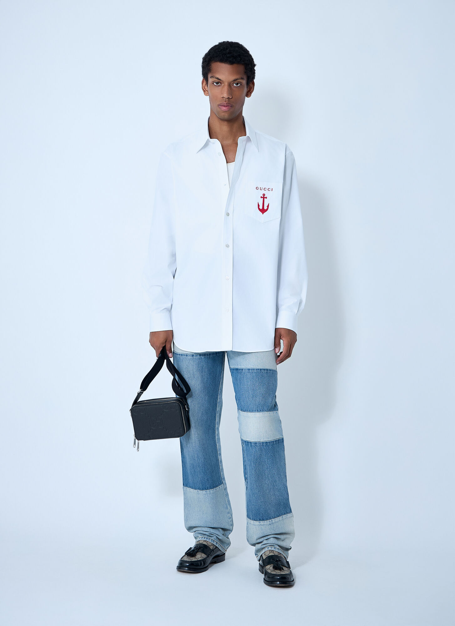  Gucci Gucci Logo Embroidery Button-down Shirt - Mann Hemden White Eu - 48 