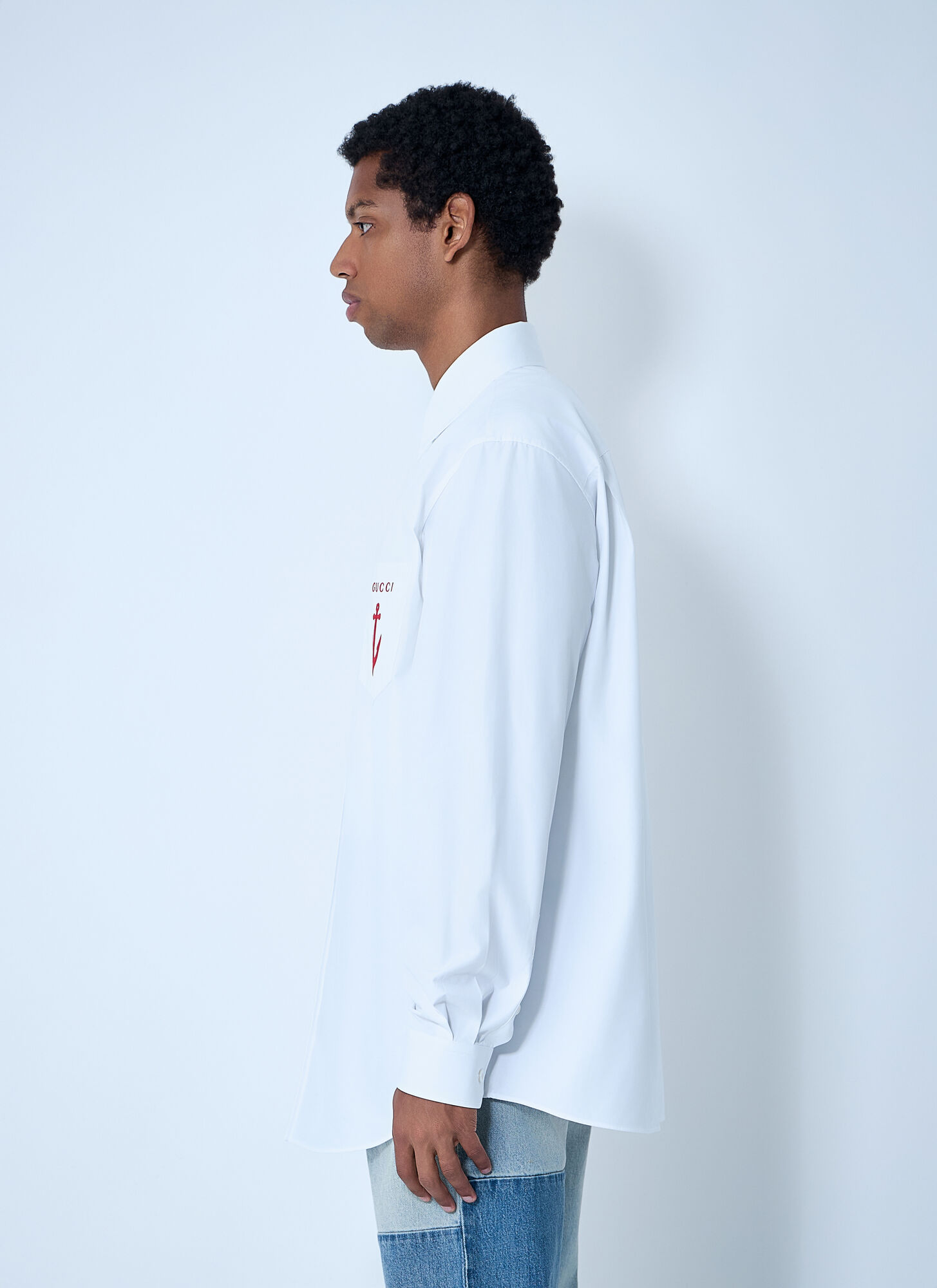  Gucci Gucci Logo Embroidery Button-down Shirt - Mann Hemden White Eu - 48 