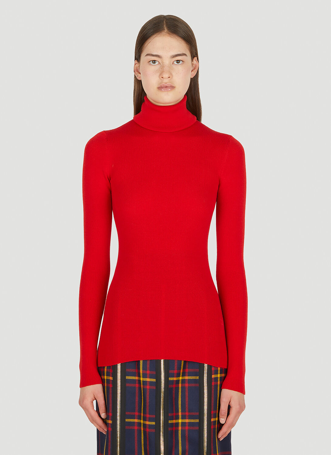 Shop Gucci Fine Knit Roll Neck Sweater In Red