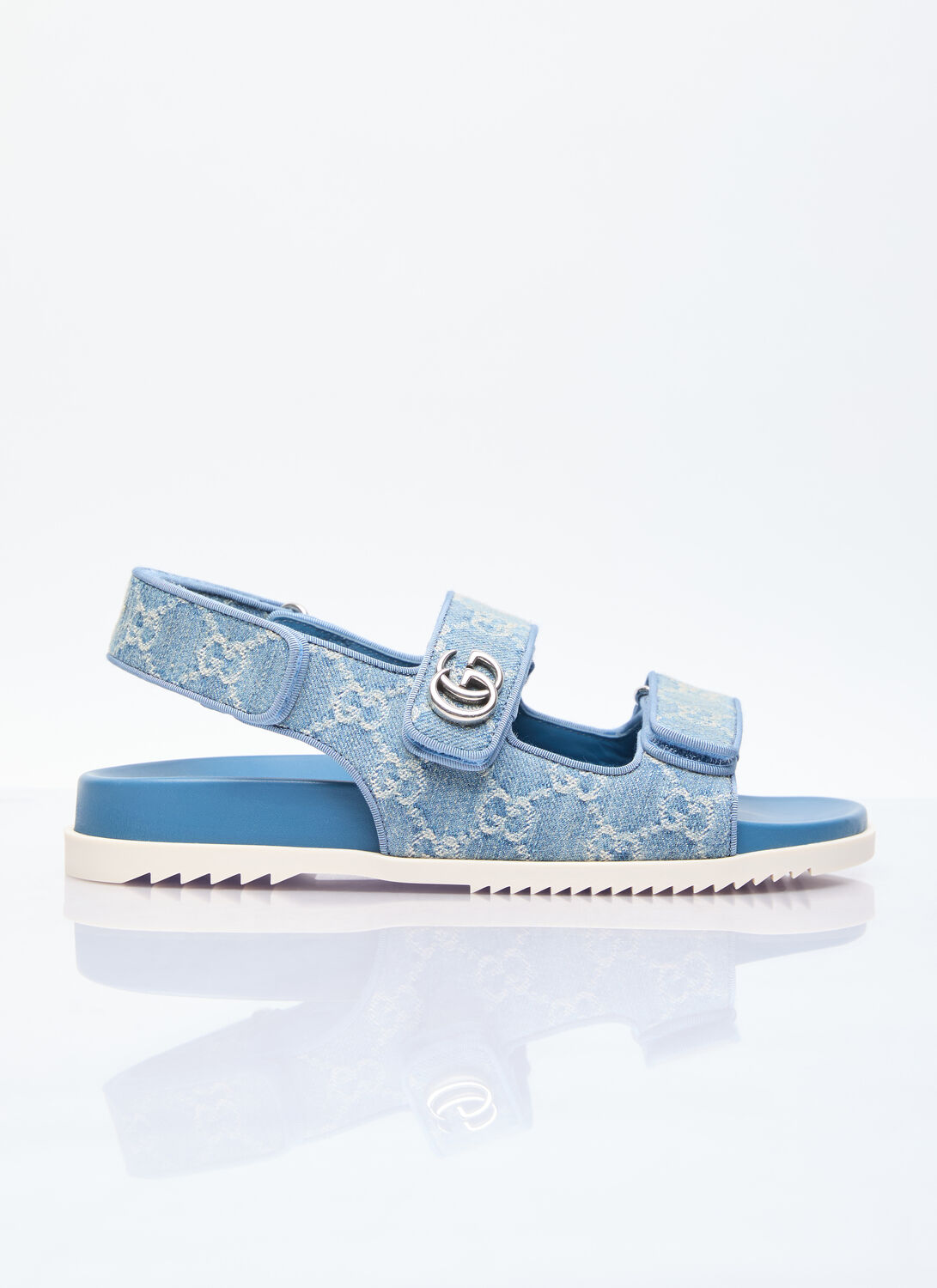 Shop Gucci Gg Denim Sandals In Blue