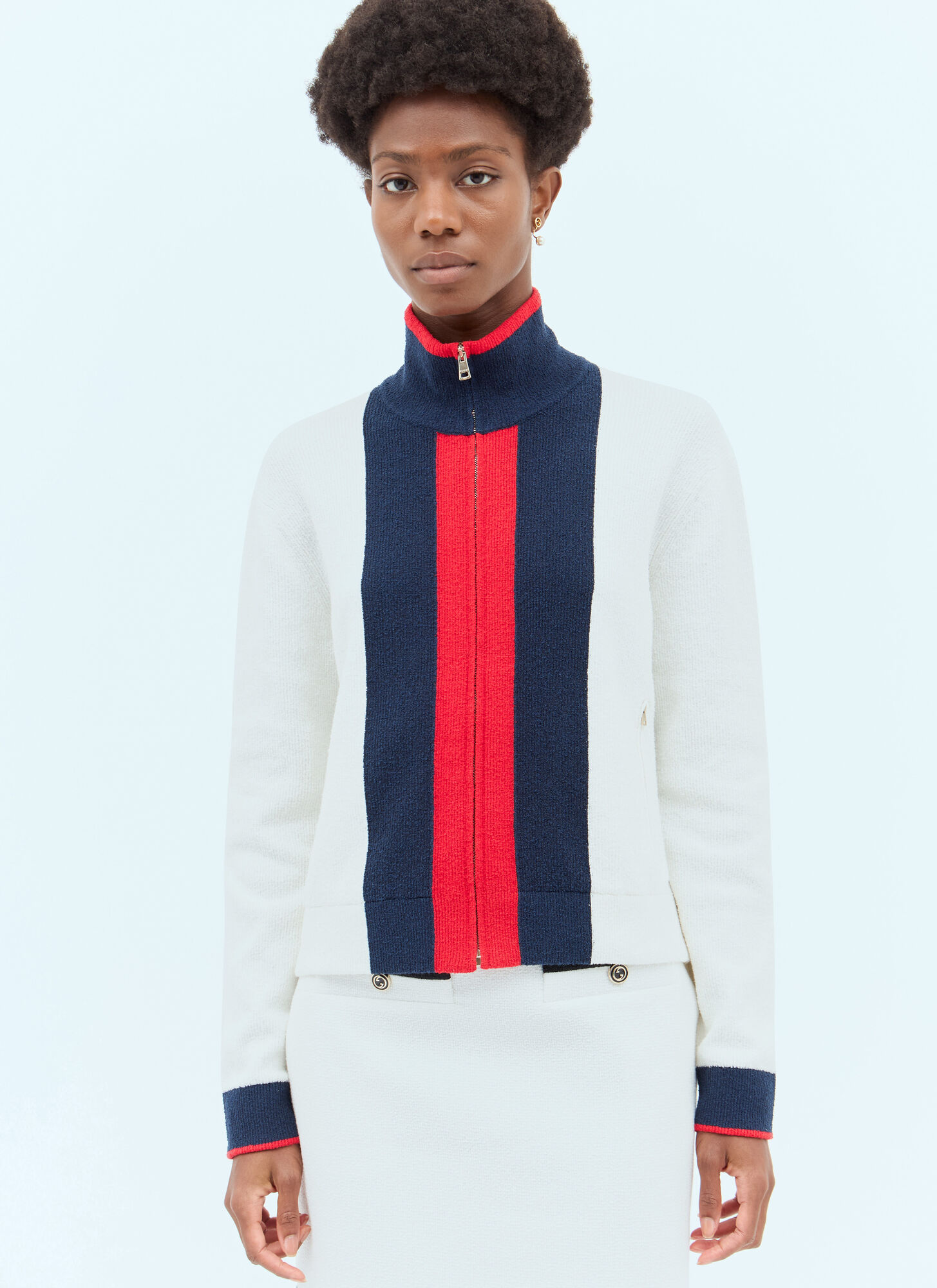 Gucci Web Knit Cardigan In White