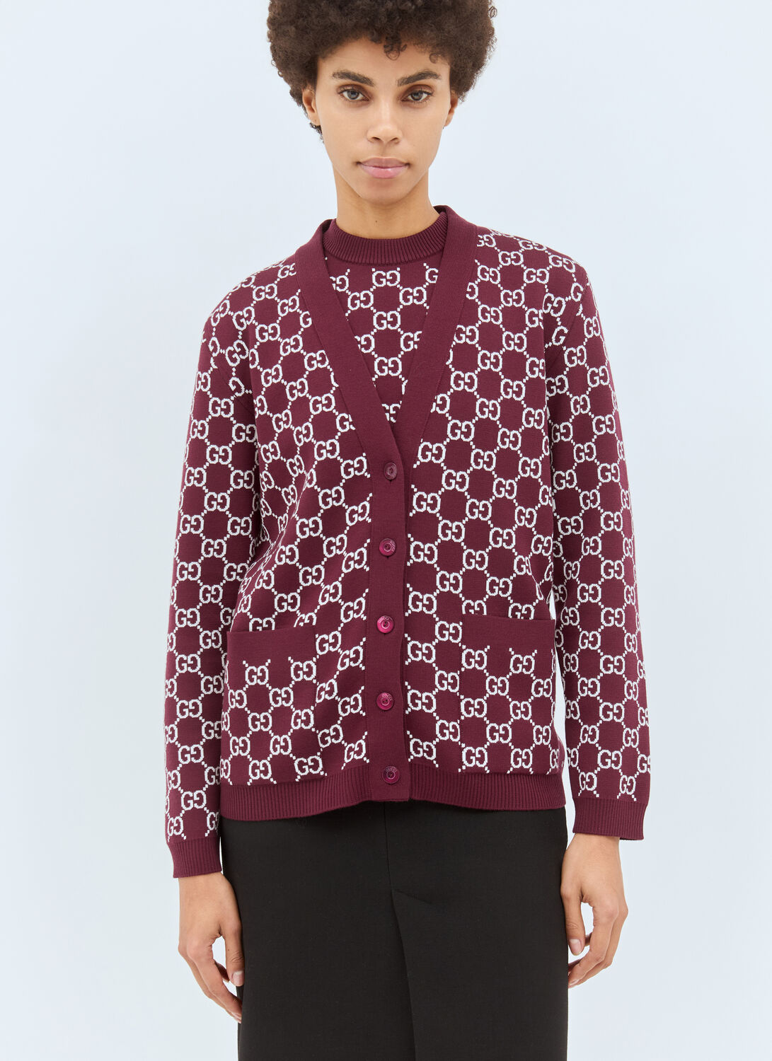 Gucci Double-sided Gg Wool Jacquard Cardigan In Red