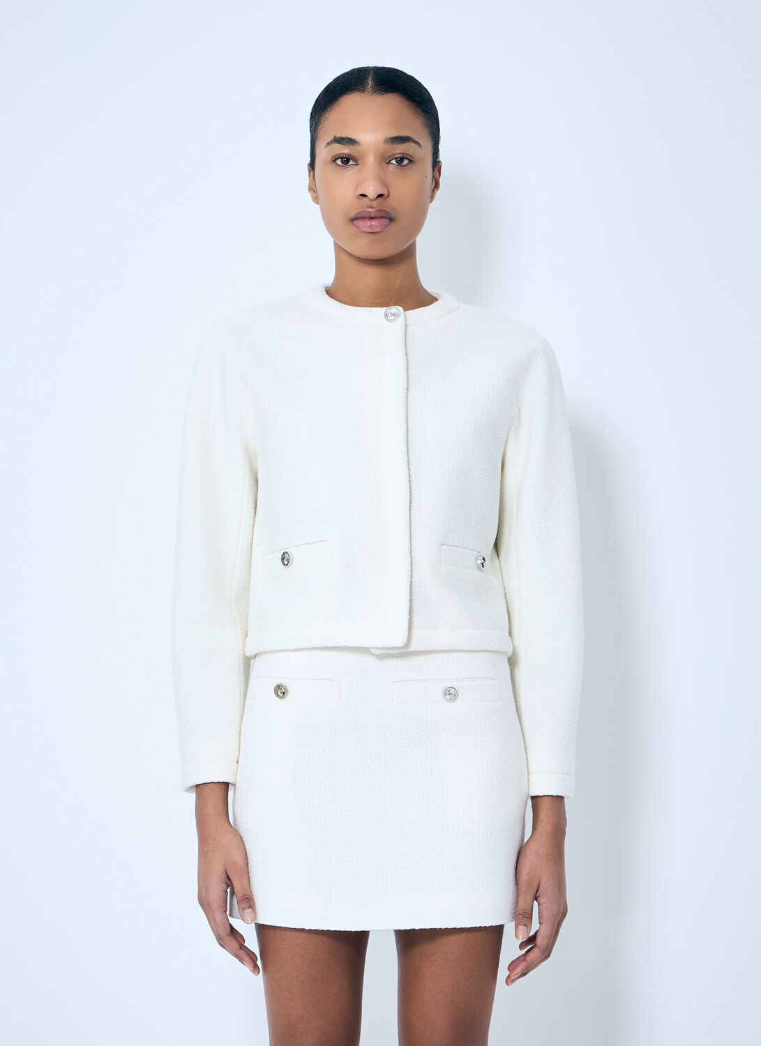 Gucci Wool-blend Boucle Jacket In White