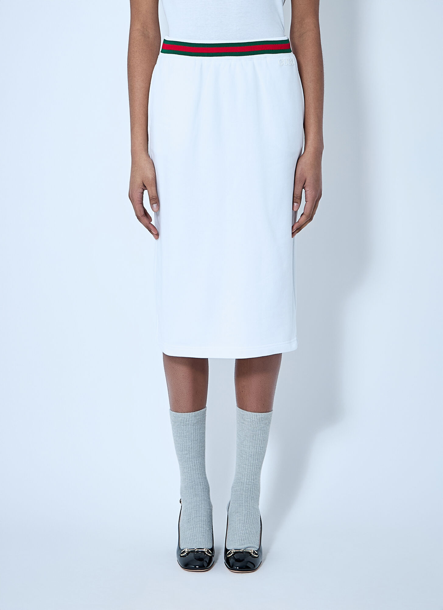 Gucci Cotton Jersey Skirt With Web Trim – Woman Skirts White Xs