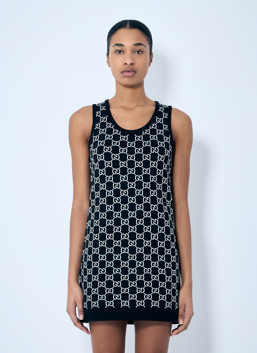 Gucci Women Embroidered Stretch Wool Blend Mini Dress In Multi