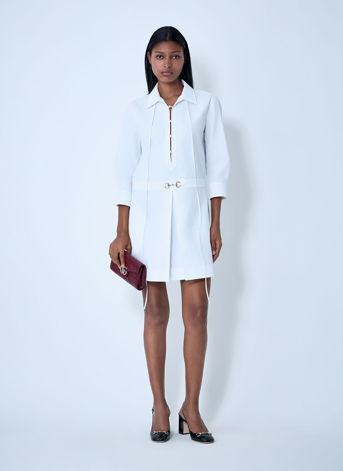  Gucci Gucci Cotton Poplin Shirt With Horsebit Hardware - Woman Dresses White It - 42 