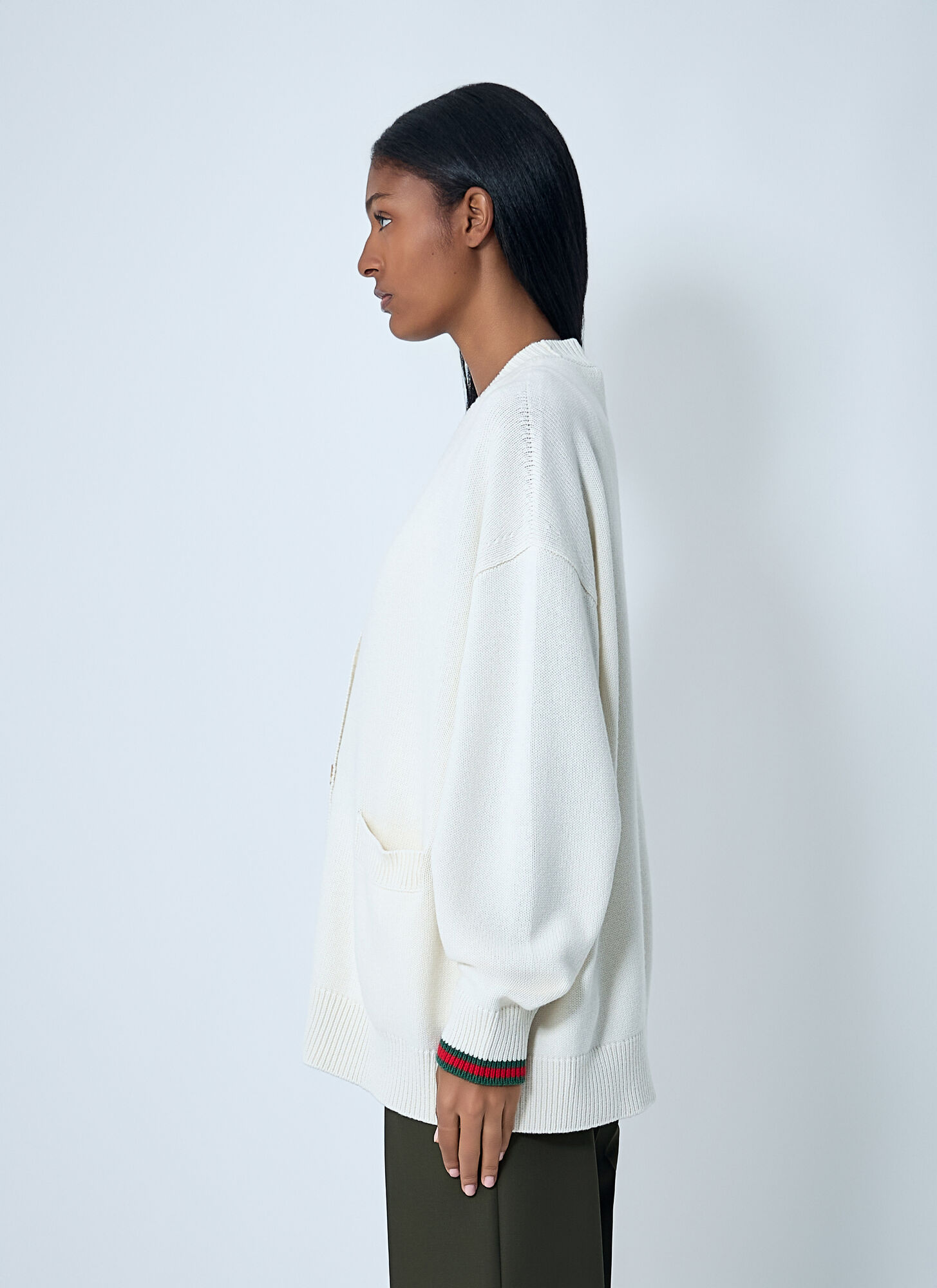  Gucci Gucci Web Trim Cardigan - Frau Strick Beige S 