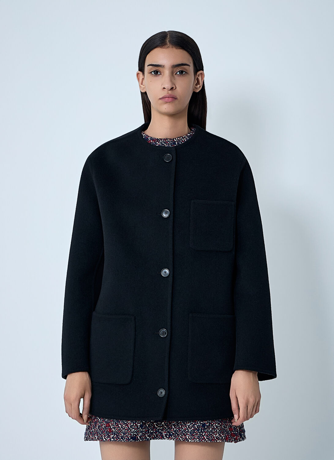 Gucci Reversible Wool And Silk Coat In Black