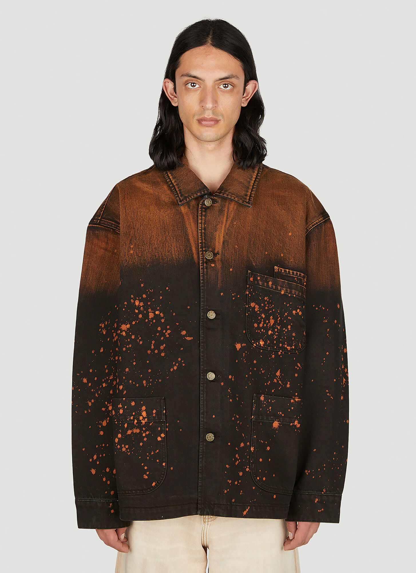 Guess USA Splattered Denim Chore Jacket - Man Jackets Black S