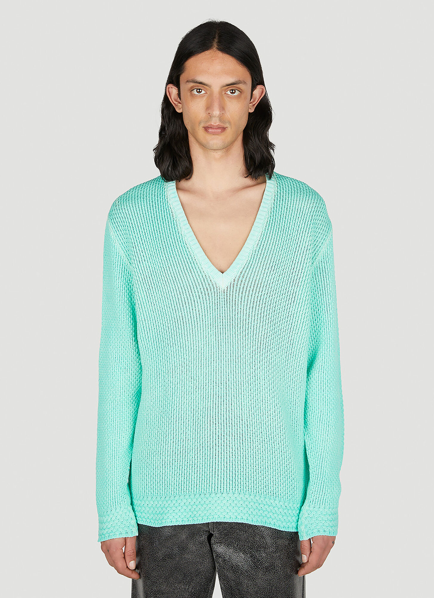 Guess Usa Uomo Verde - V-Neck Sweater, Size: S - Immagine 1