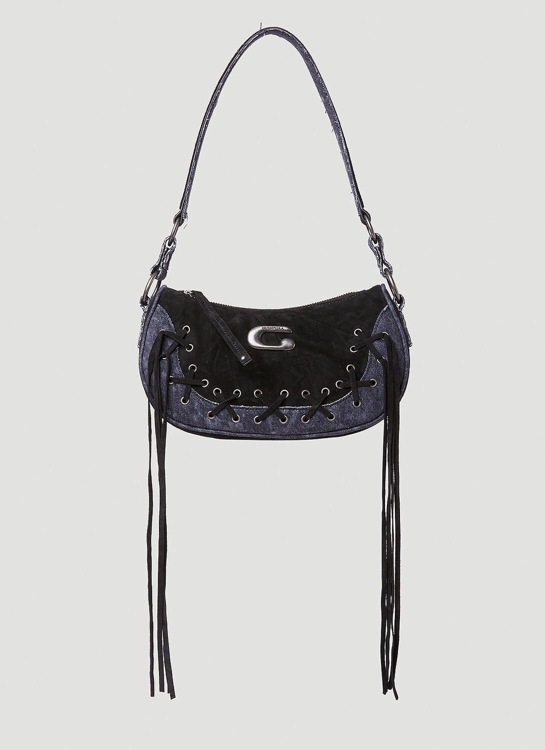 Guess USA Saddle Shoulder Bag - Woman Shoulder Bags Black One Size