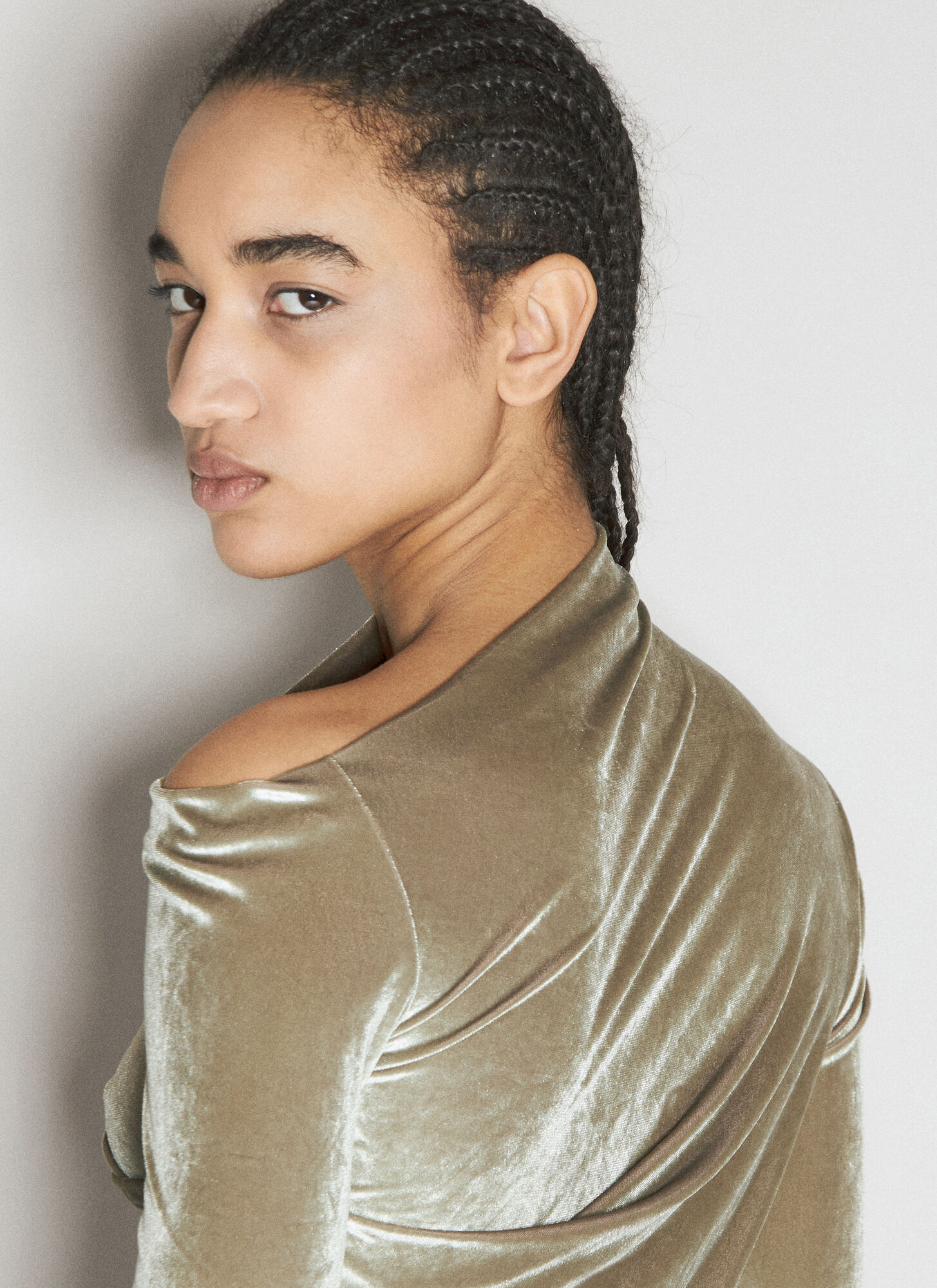  Helmut Lang Helmut Lang Velvet Asymmetrical Top - Frau Tops Green L 