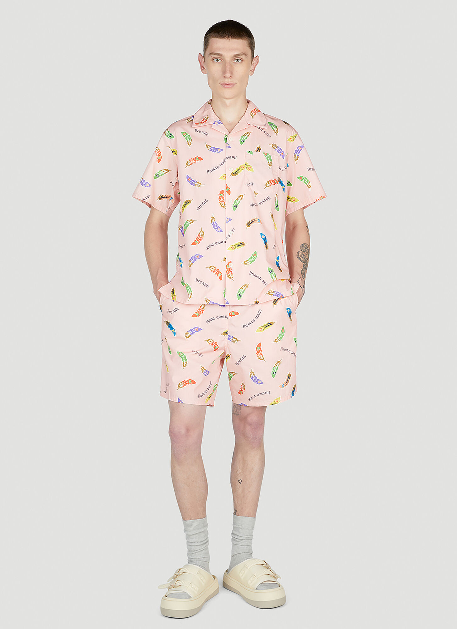  Human Made Human Made Feather Print Shorts - Mann Shorts Pink M 
