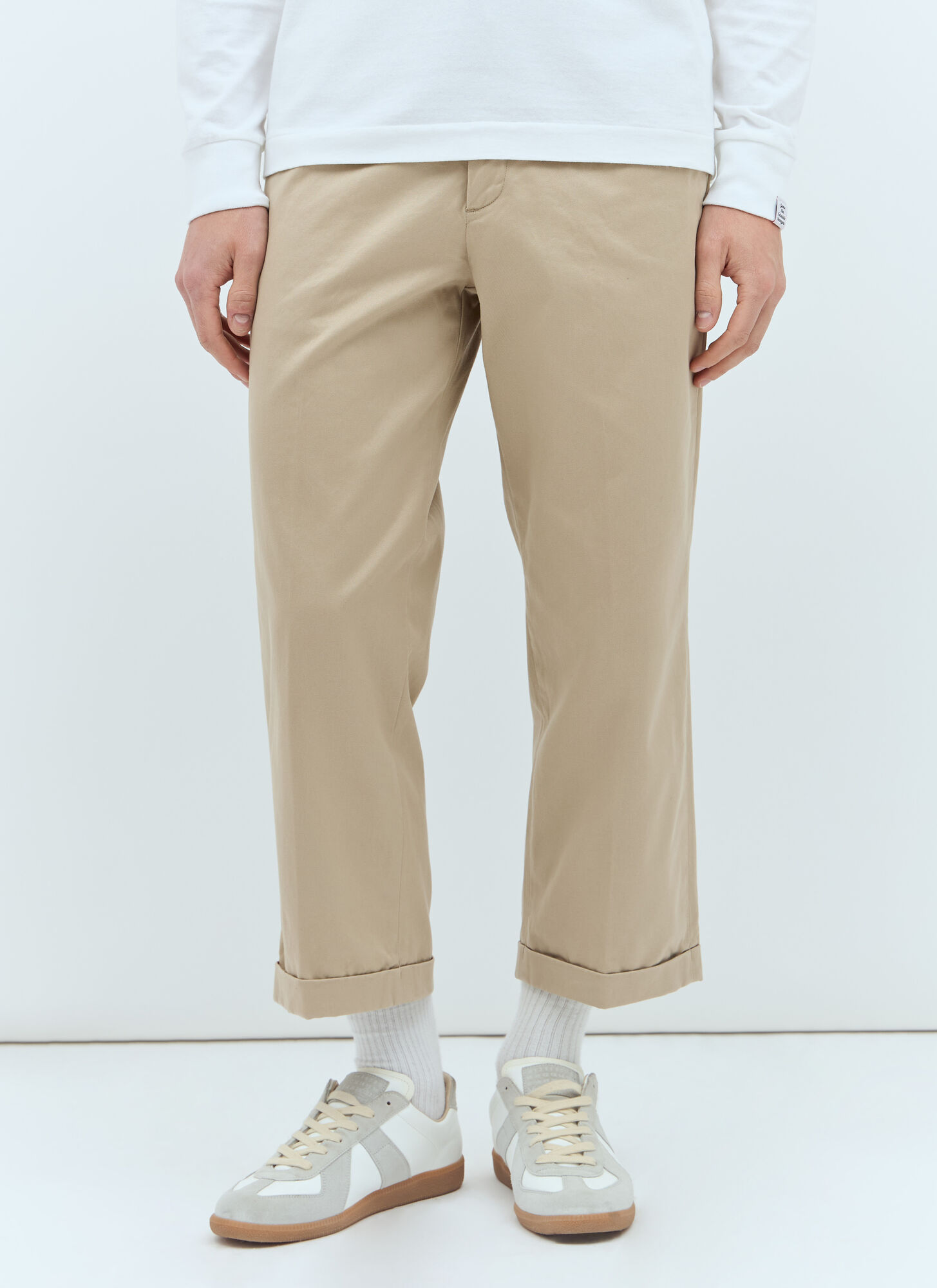Human Made Wide Crop Trousers In Beige