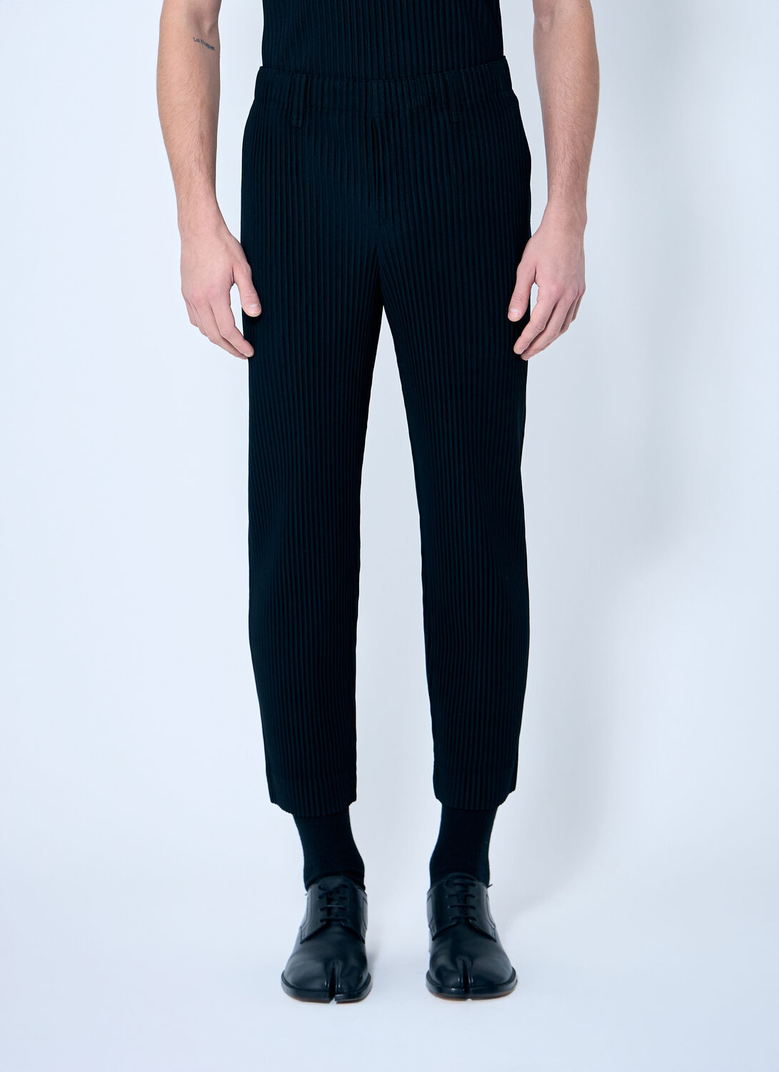 Shop Issey Miyake Pleated Pants With Belt Loops In Black
