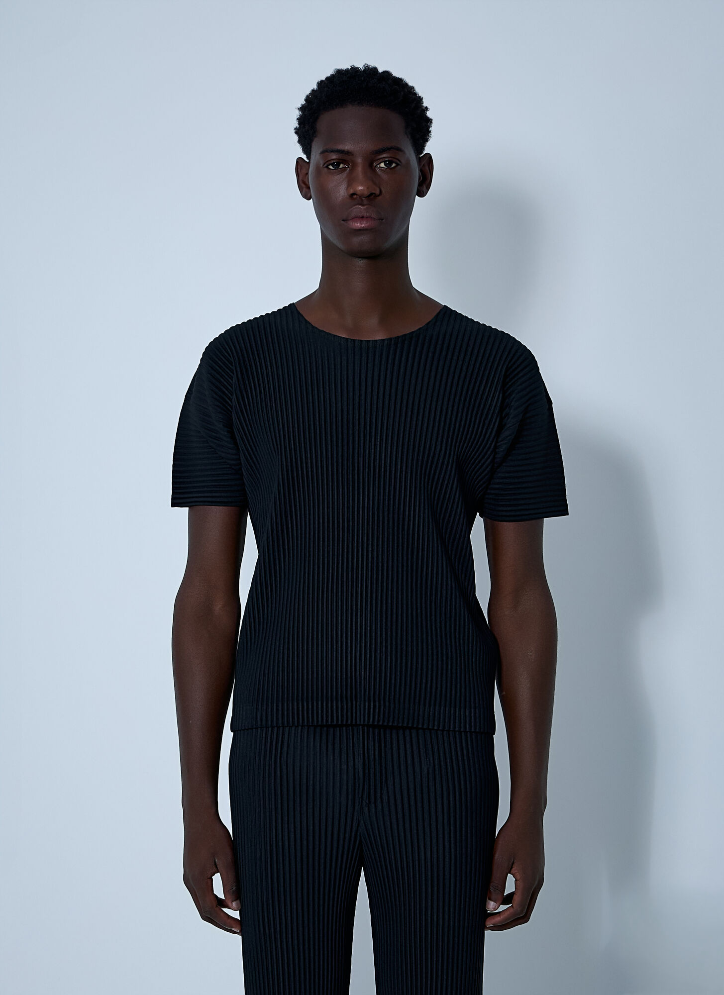 Issey Miyake Textured Pleated T-shirt With Classic Crewneck