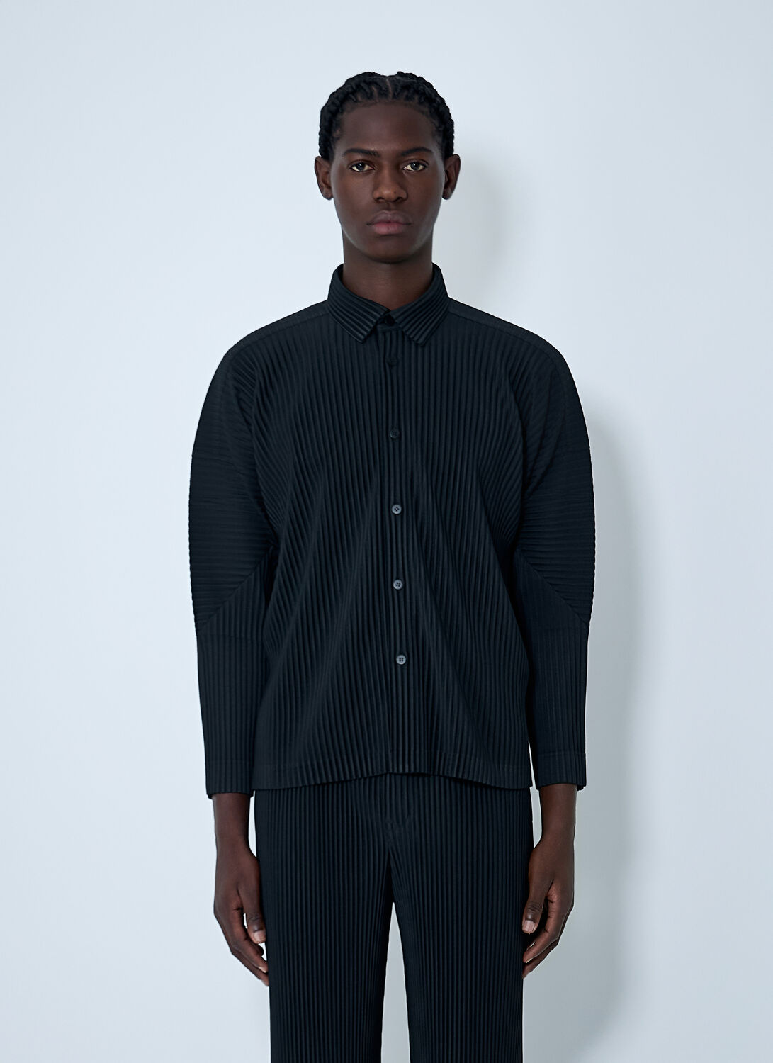Issey Miyake Pleated Shirt In Blue