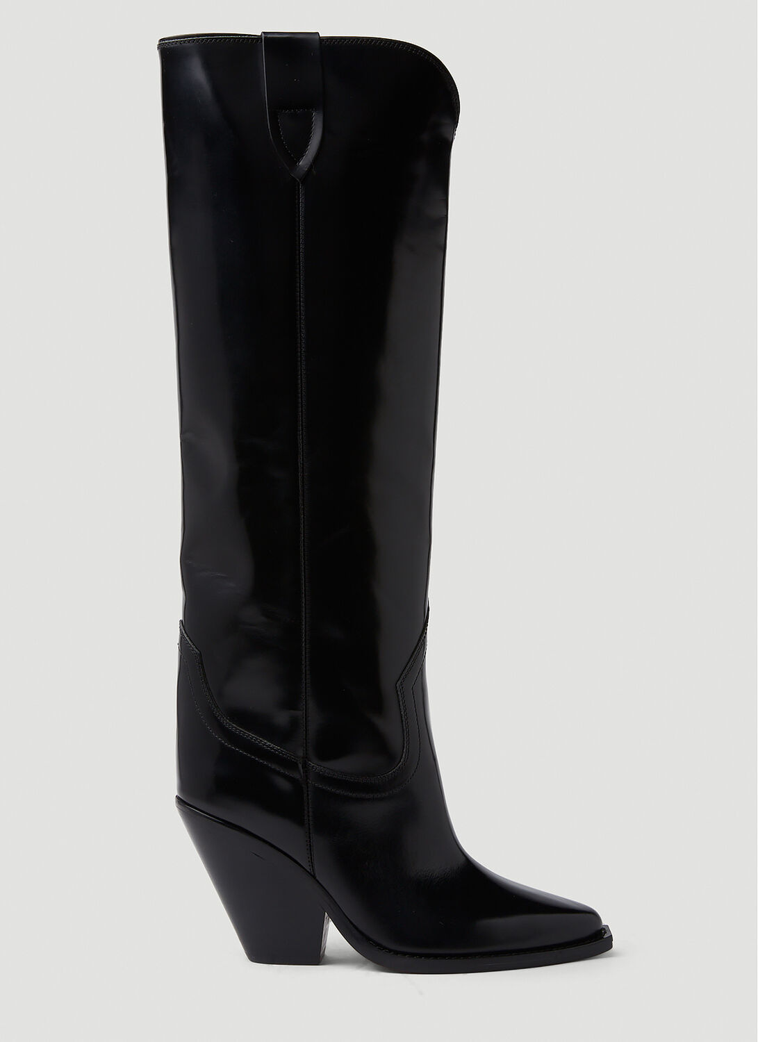 Isabel Marant Lomero Leather Knee-high Western Boots In Black