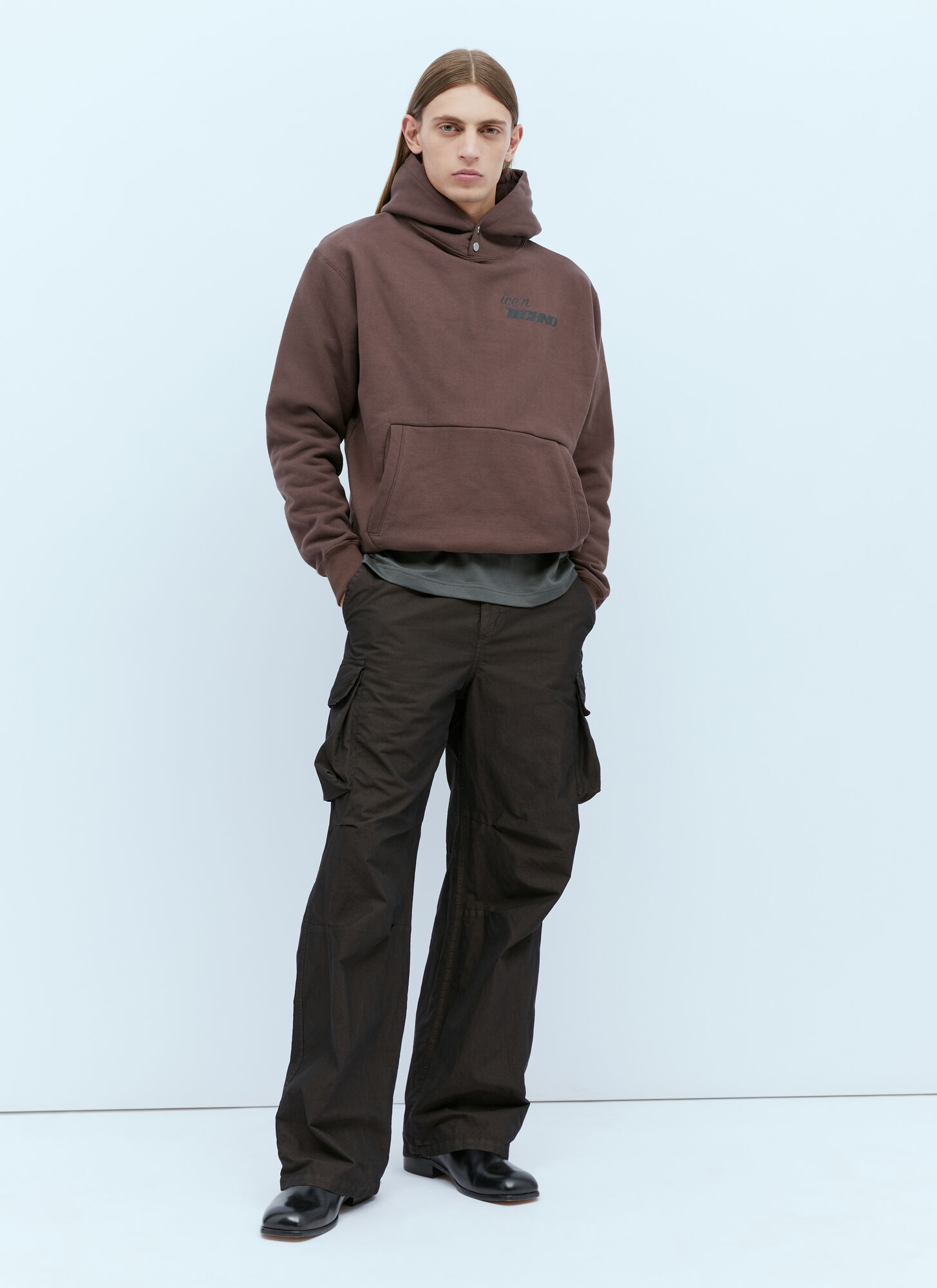 Ice & Techno Ice'n Logo Print Hooded Sweatshirt In Brown