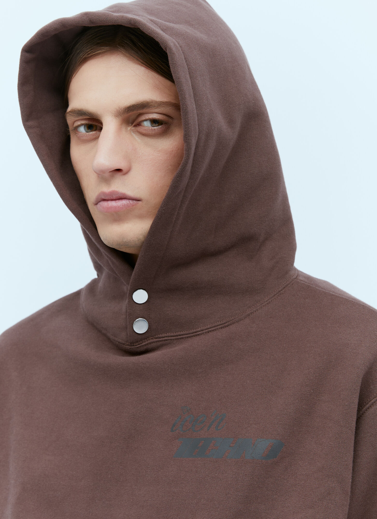  Ice & Techno Ice & Techno Ice'n Logo Print Hooded Sweatshirt - Mann Sweatshirts Brown M 