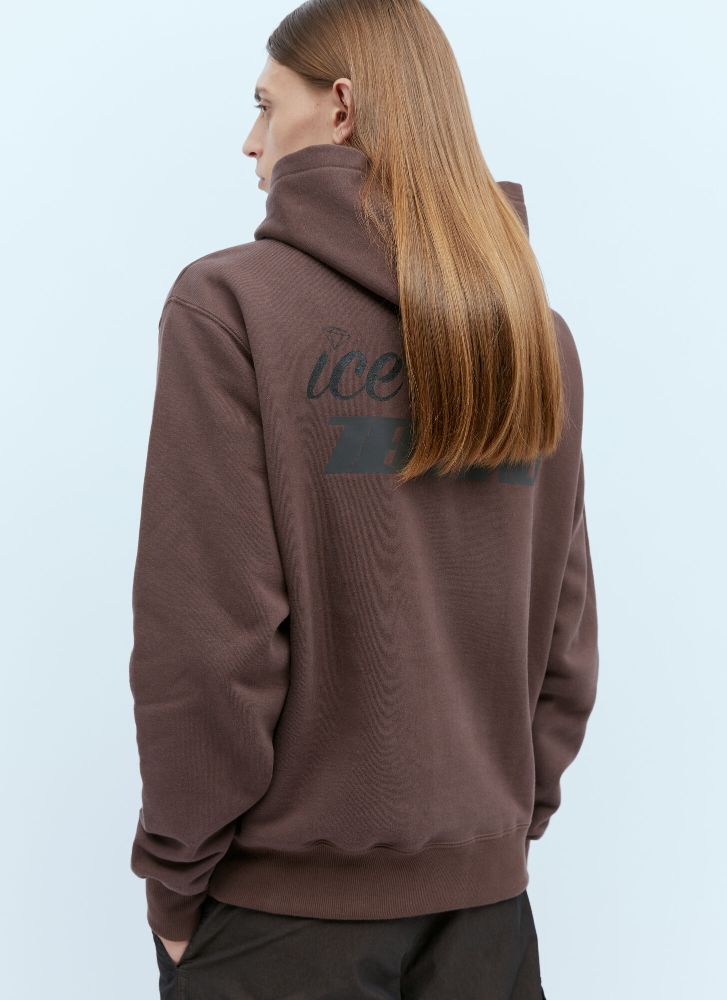  Ice & Techno Ice & Techno Ice'n Logo Print Hooded Sweatshirt - Mann Sweatshirts Brown M 