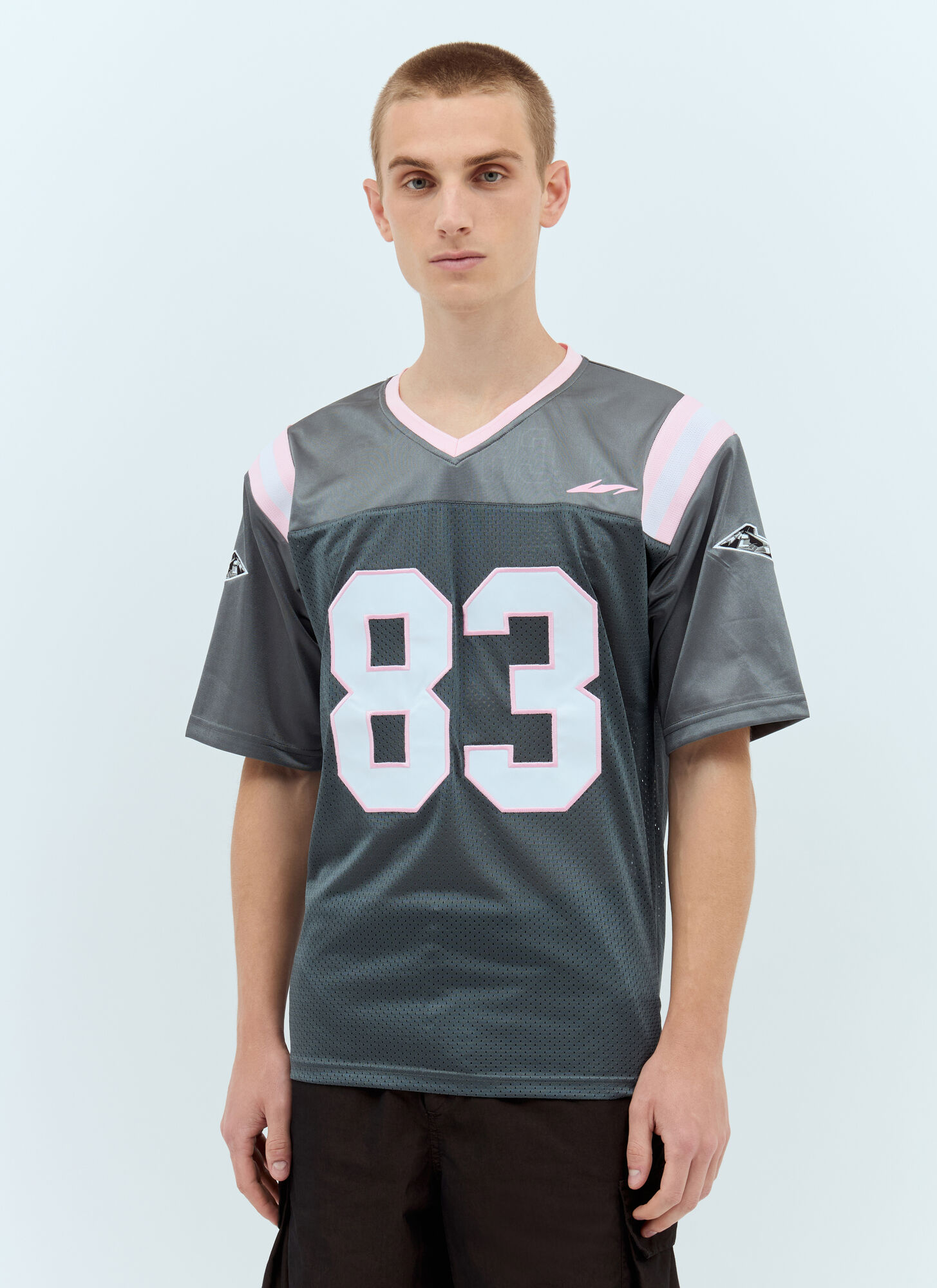 Ice & Techno Perforated-panel Number Applique T-shirt In Grey