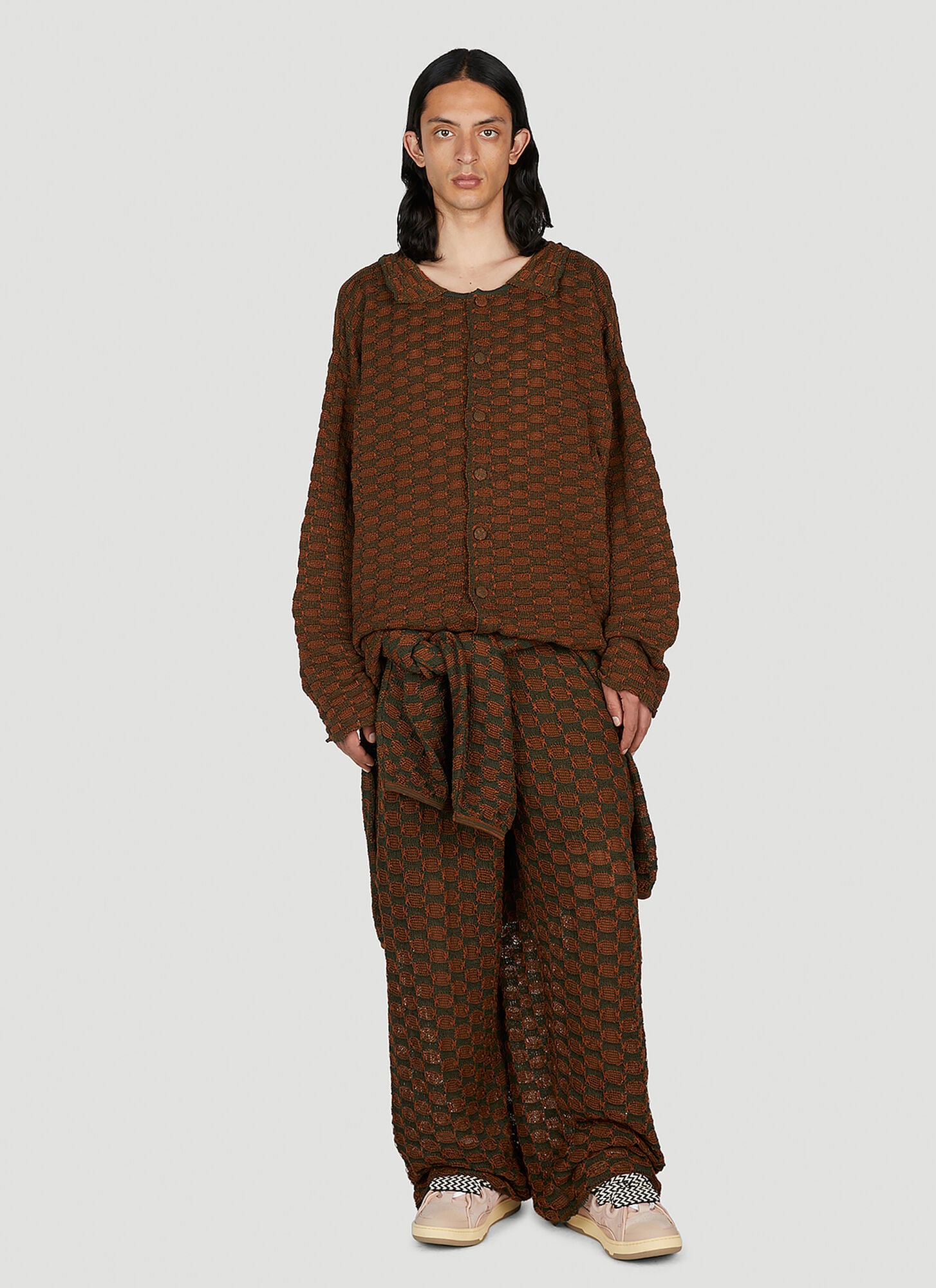  Isa Boulder Isa Boulder Sphere Knit Long Sleeved Cardigan - Mann Strick Brown S 