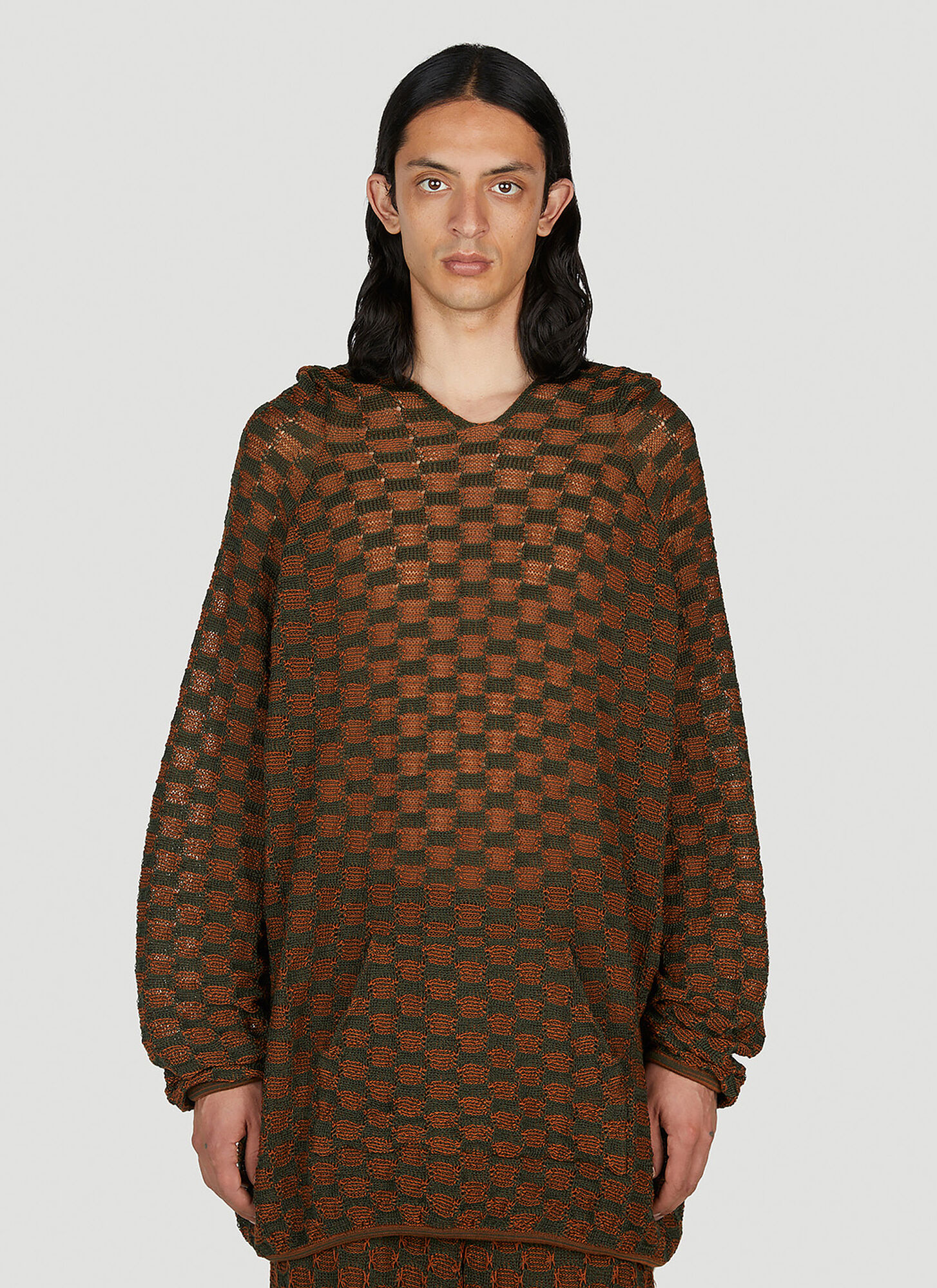 Isa Boulder Check Knit Hooded Sweater - Man Knitwear Brown L - Immagine 1