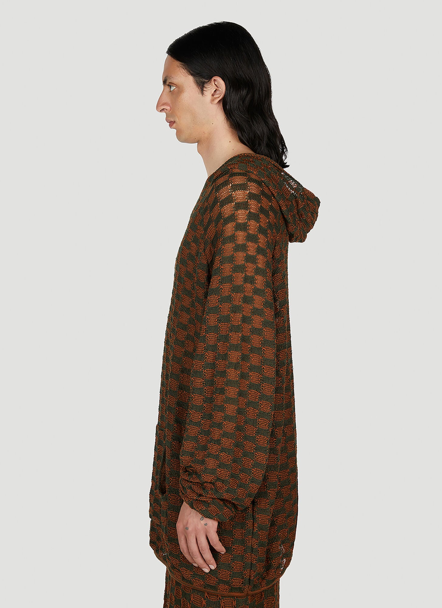  Isa Boulder Isa Boulder Check Knit Hooded Sweater - Mann Strick Brown L 