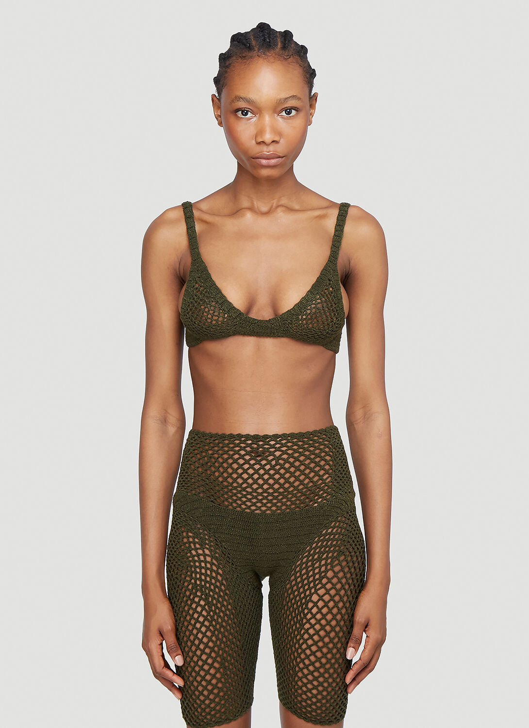 Isa Boulder Explore Crochet-knit Bra In Green