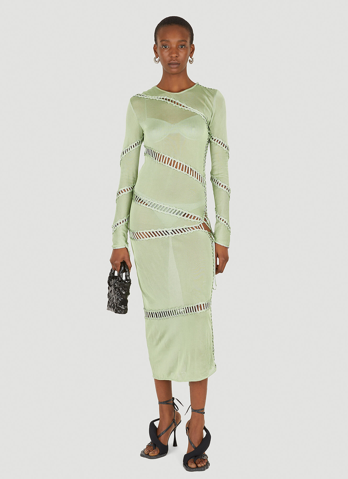  Isa Boulder Isa Boulder Puzzle Long Sleeve Dress - Frau Kleider Green Xs 