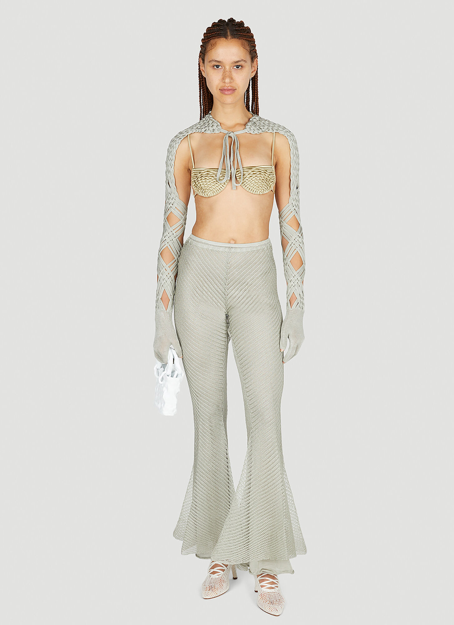  Isa Boulder Isa Boulder Moire Flared Pants - Frau Hosen Silver L 