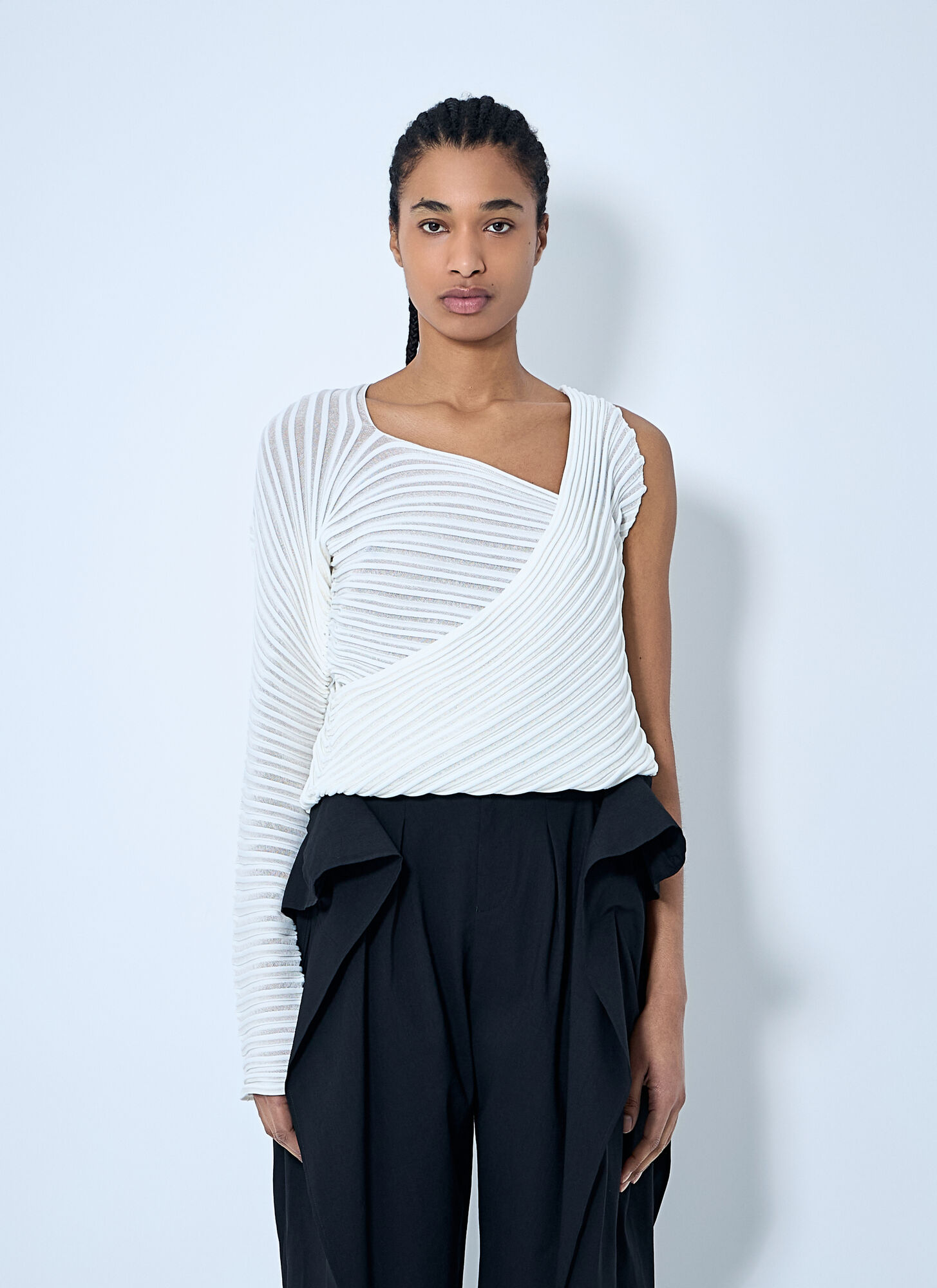 Issey Miyake Women's White Stream Knit Top - Woman Tops 2