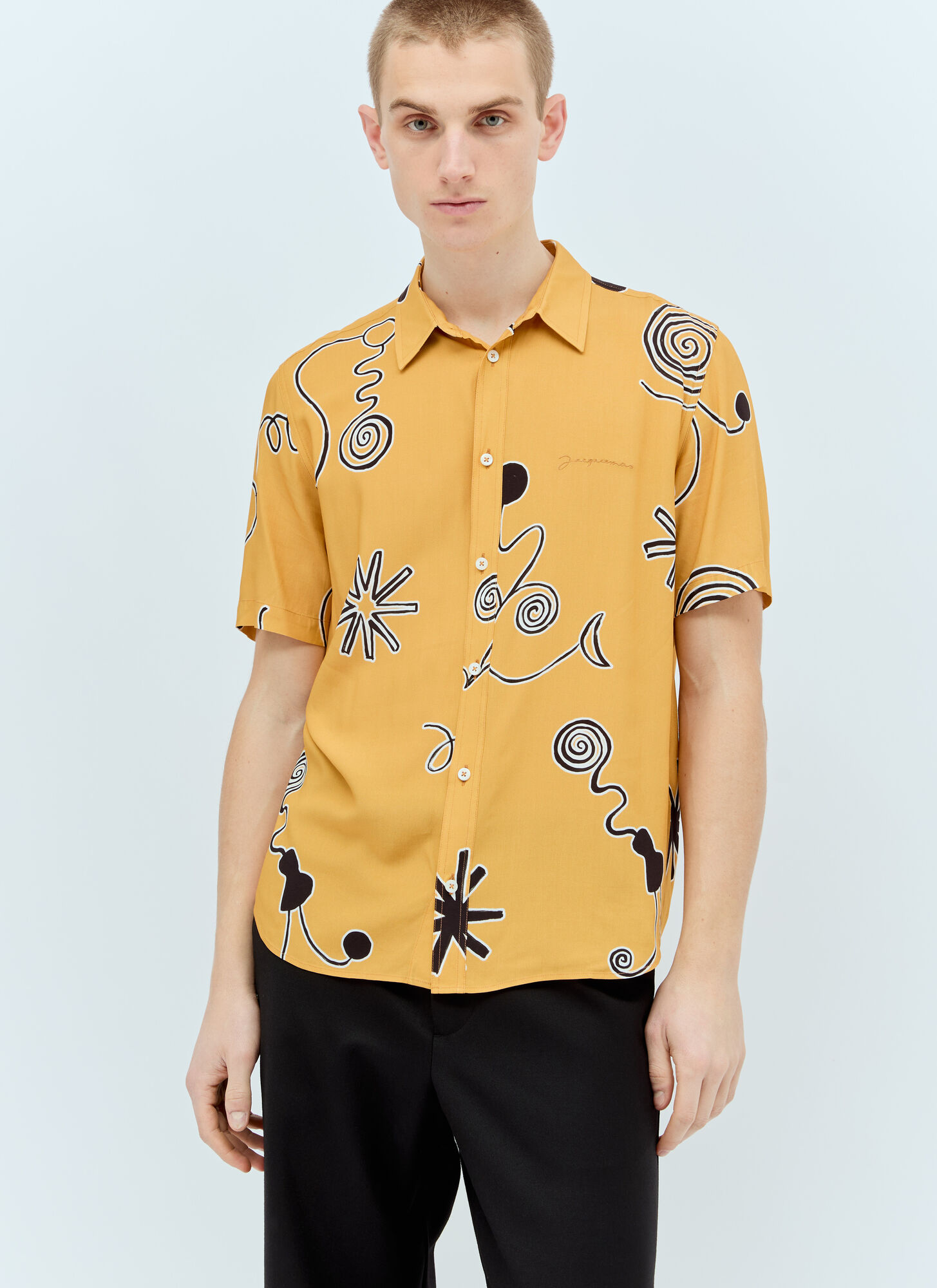 Jacquemus La Chemise Melo Viscose S/s Shirt In Yellow