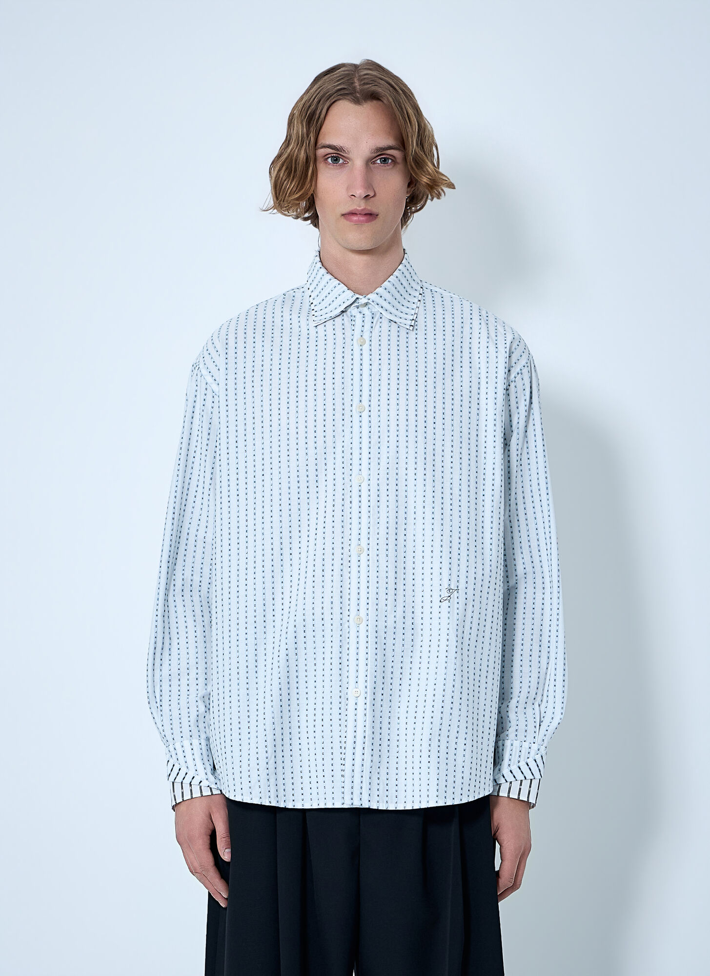 JACQUEMUS Jacquemus Patterned Cotton Poplin Shirt - Man Shirts White Fr - 52　Jacquemus パターン コットン ポプリン シャツ - 男性シャツ ホワイト Fr - 52