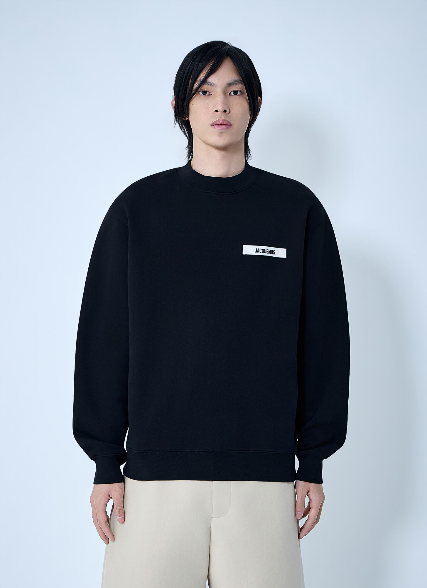 JACQUEMUS Jacquemus Le Camionneur Gros Grain Sweatshirt - Man Sweatshirts Black Xxl　Jacquemus The Trucker グログレイン スウェットシャツ - マン スウェ
